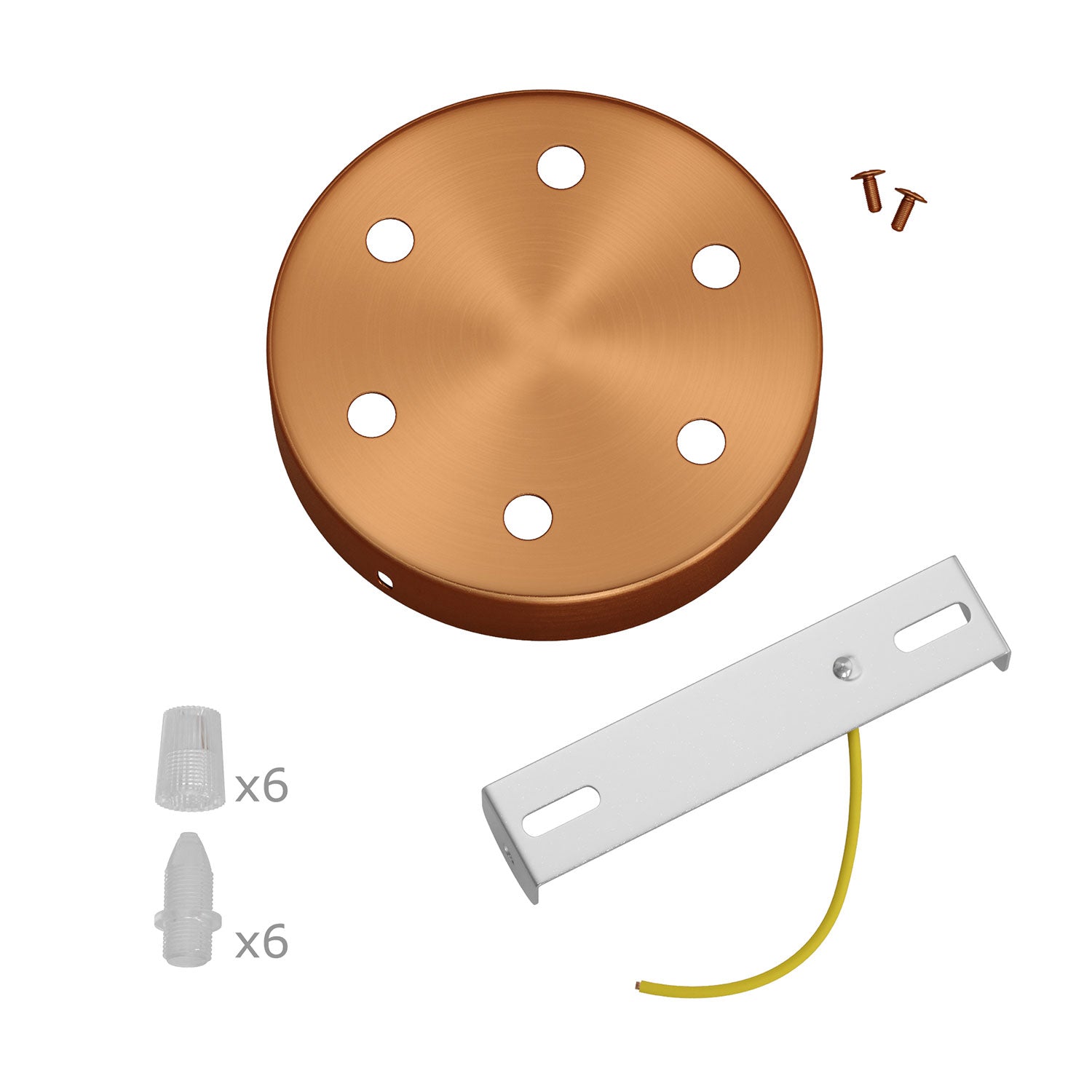 Kit rosone cilindrico in metallo a 6 fori - Rame satinato Conico