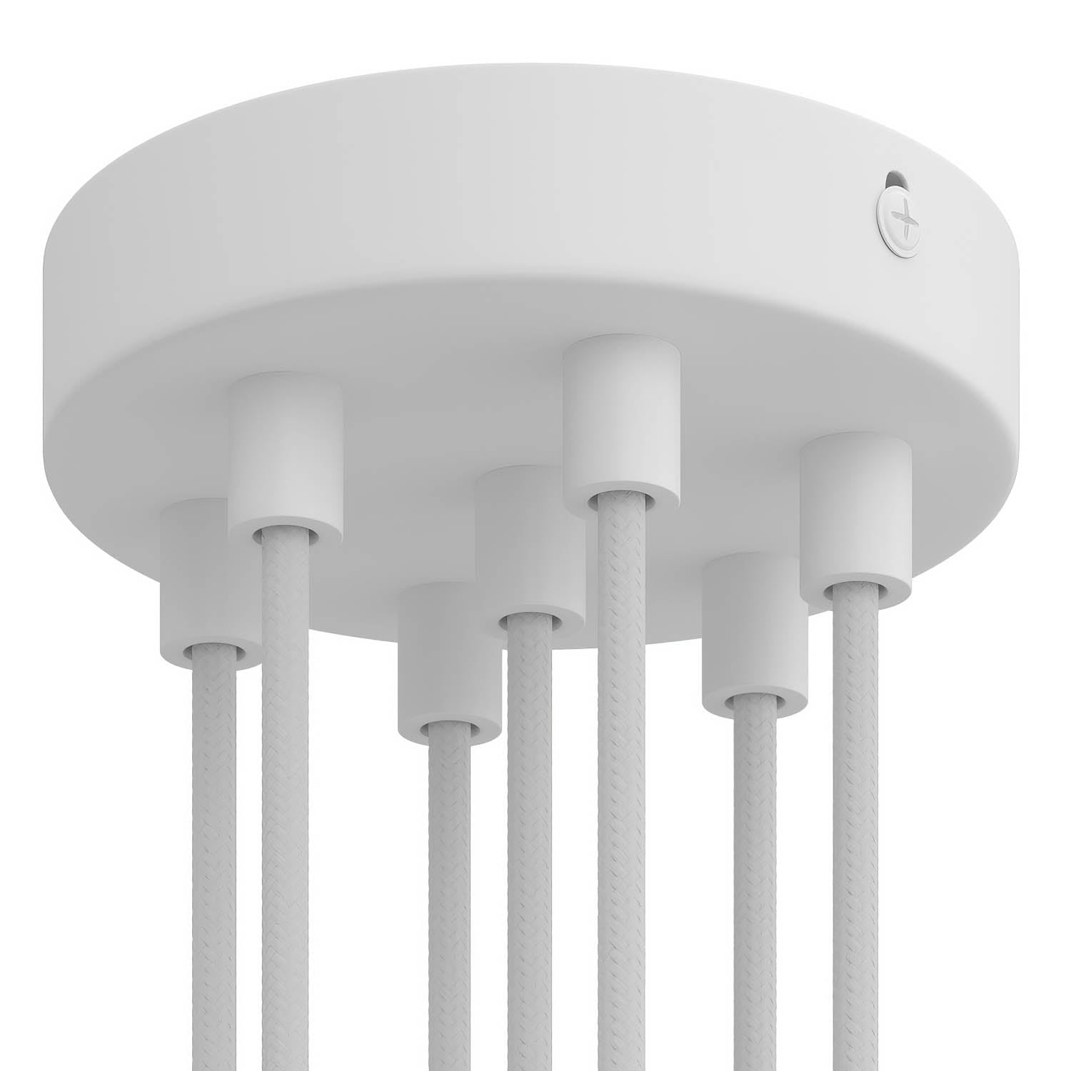 Kit rosone cilindrico in metallo a 7 fori - Bianco opaco Cilindrico