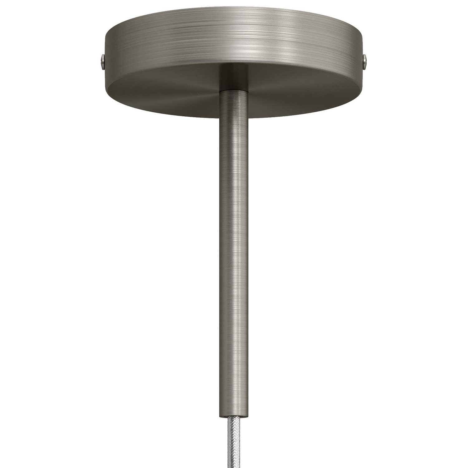 Kit rosone cilindrico in metallo con serracavo da 15 cm - Titanio satinato