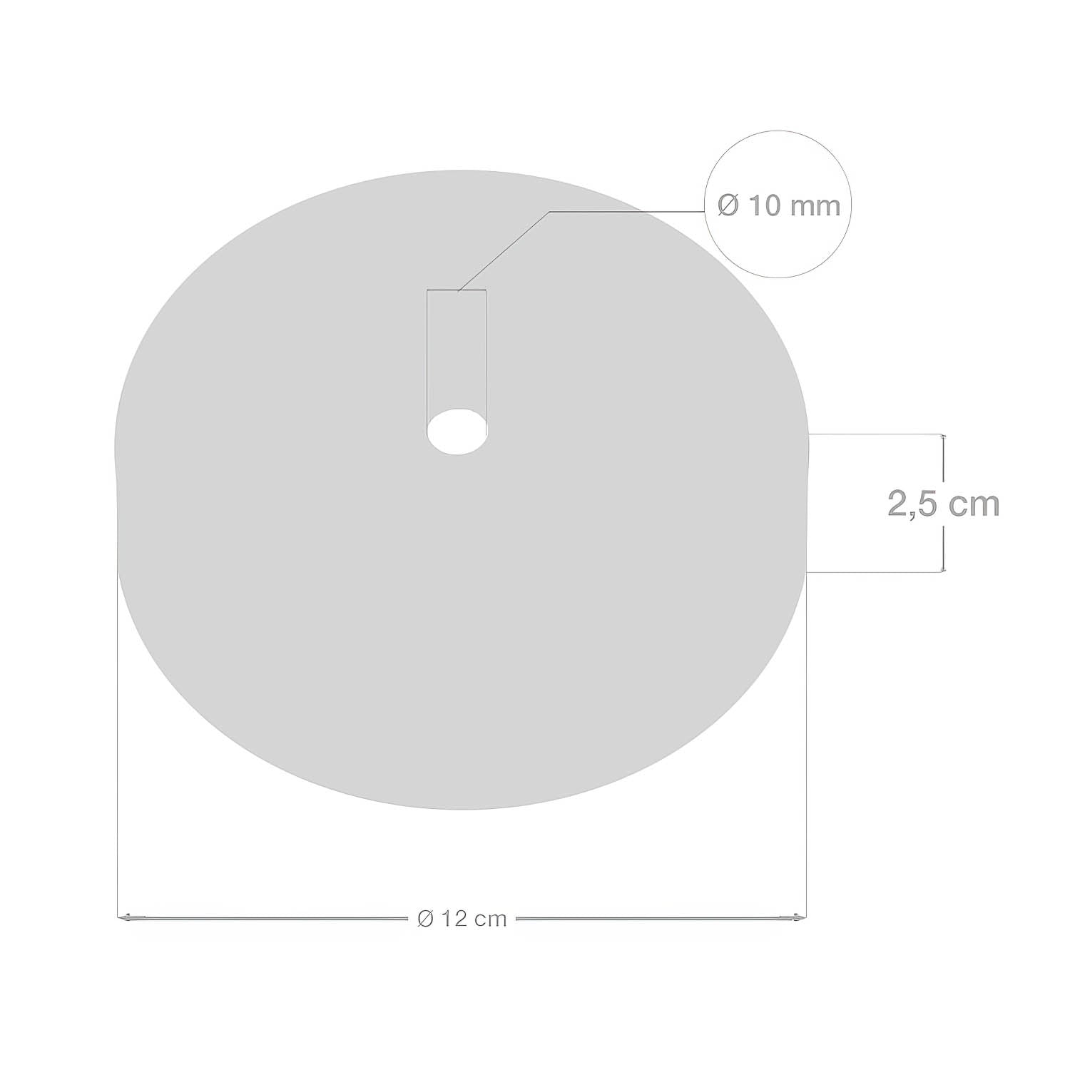 Kit rosone cilindrico in metallo con serracavo da 15 cm - Titanio satinato