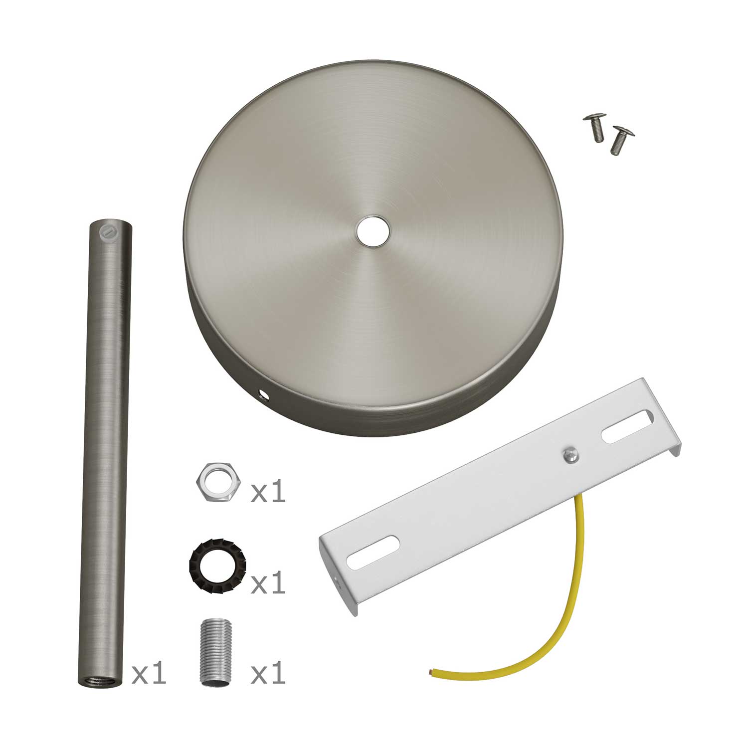 Kit rosone cilindrico in metallo con serracavo da 15 cm - Titanio satinato