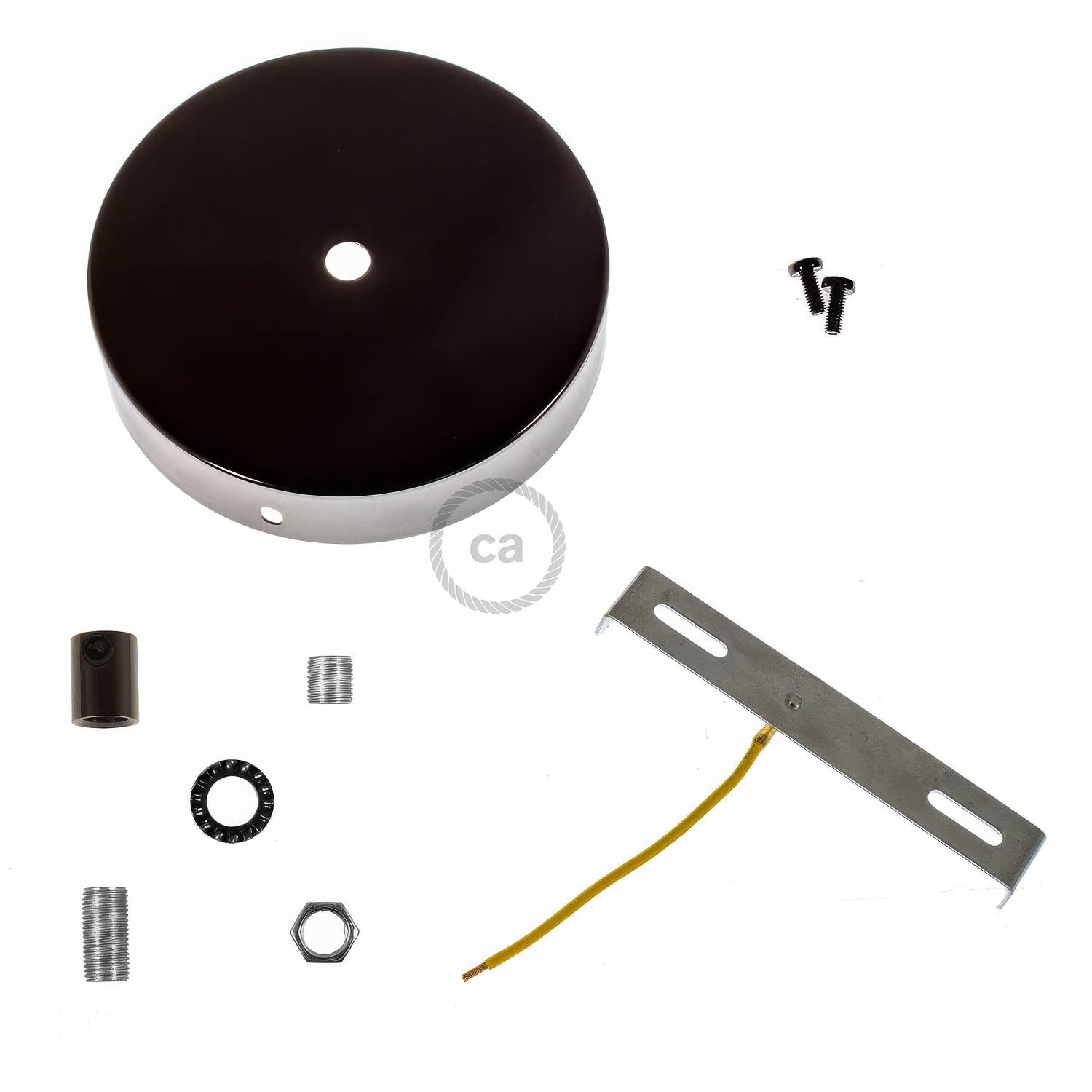 Kit rosone cilindrico in metallo - Nero perla Cilindrico