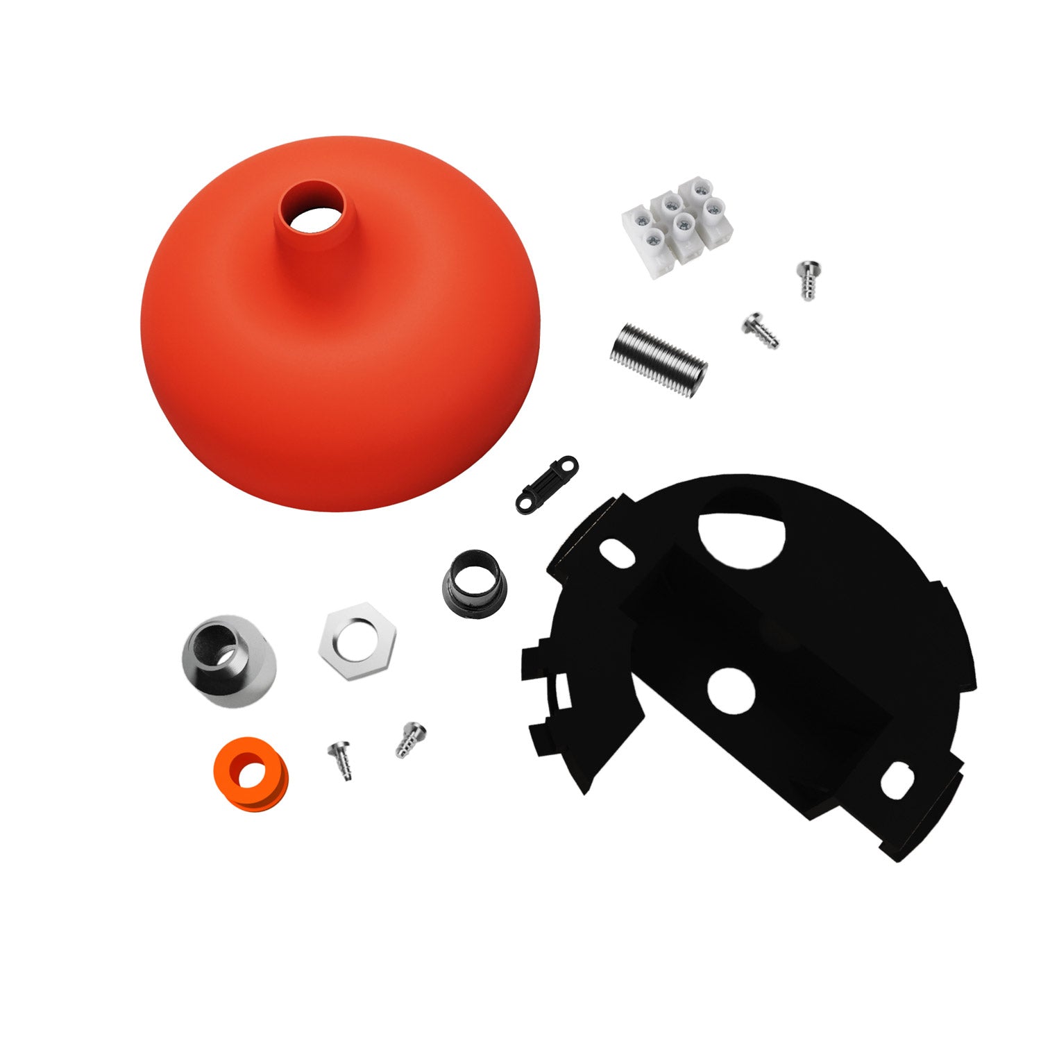 Kit rosone in silicone con foro centrale e predisposizione per foro laterale - Arancione