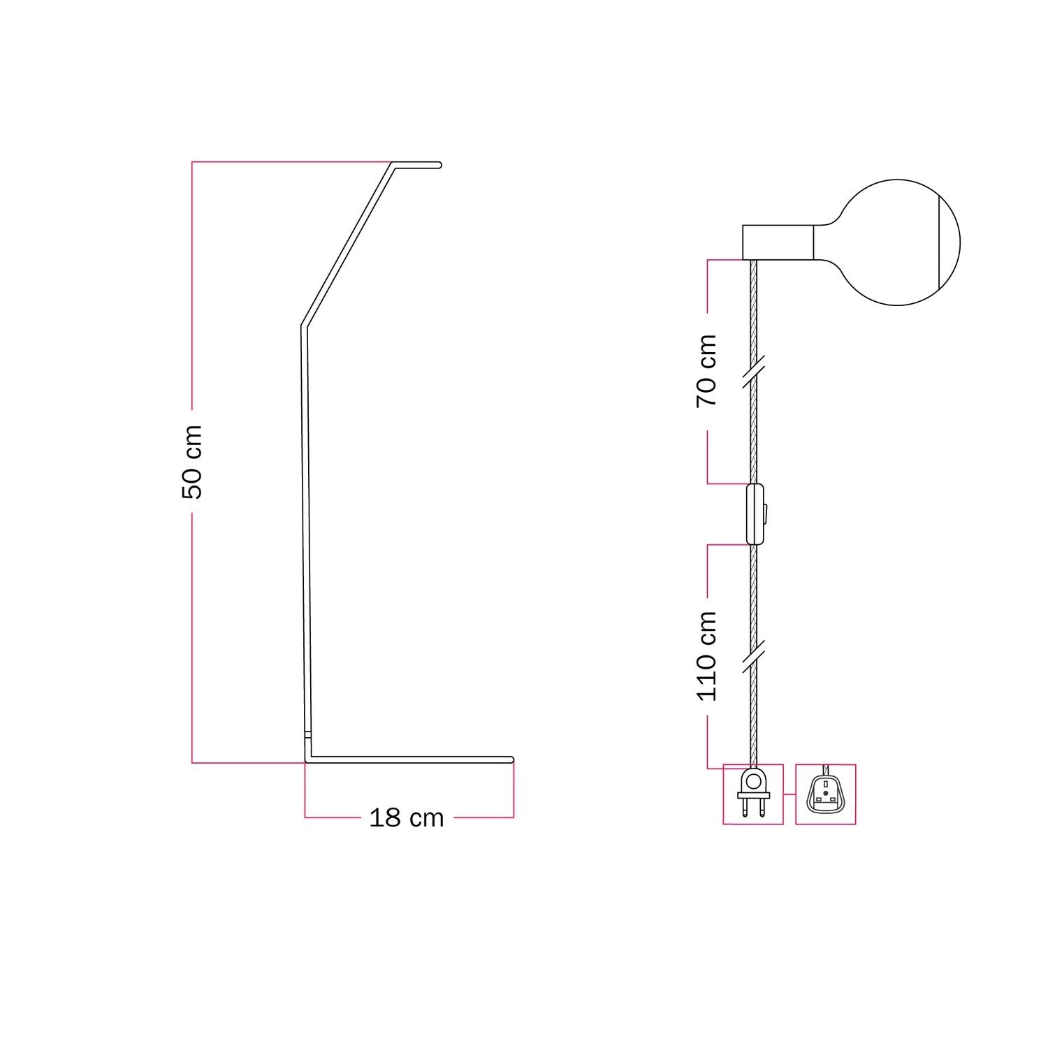 Koso Lucia - Lampada da tavolo con spina UK - Nero