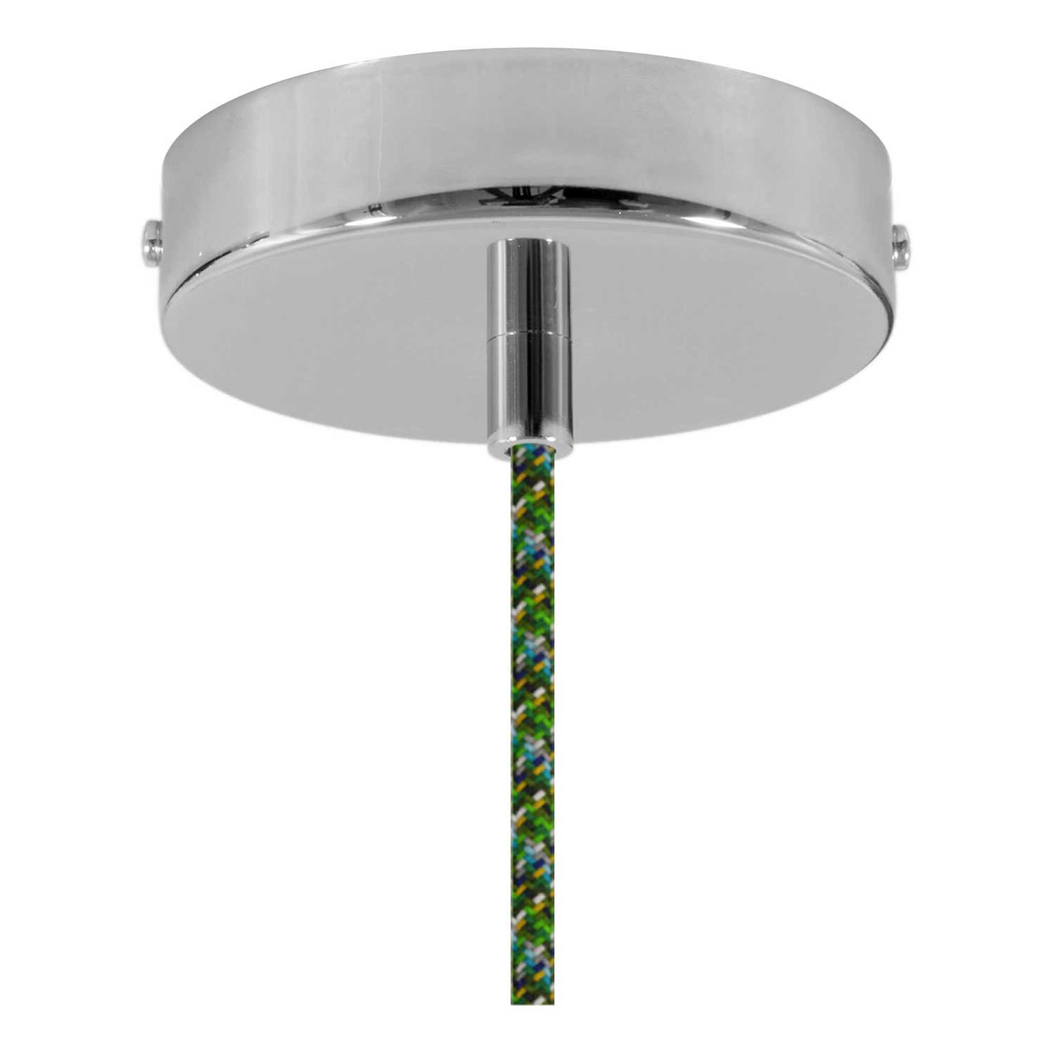 Lampada a sospensione completa di cavo tessile, paralume Bottiglia in ceramica e finiture in metallo - Evergreen striato