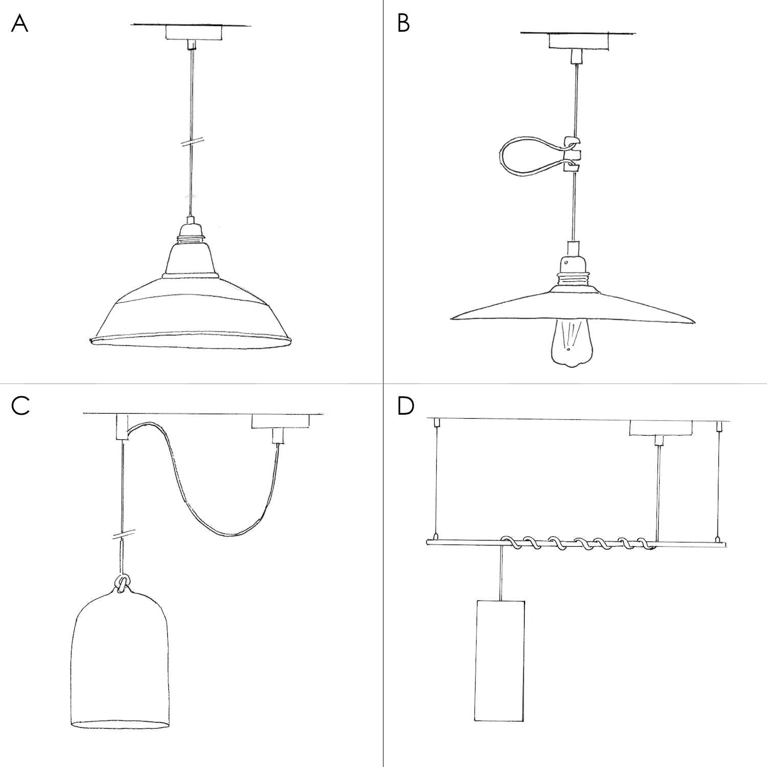 Lampada a sospensione completa di cavo tessile, paralume oversize Ellepi e portalampada zigrinato - Bianco