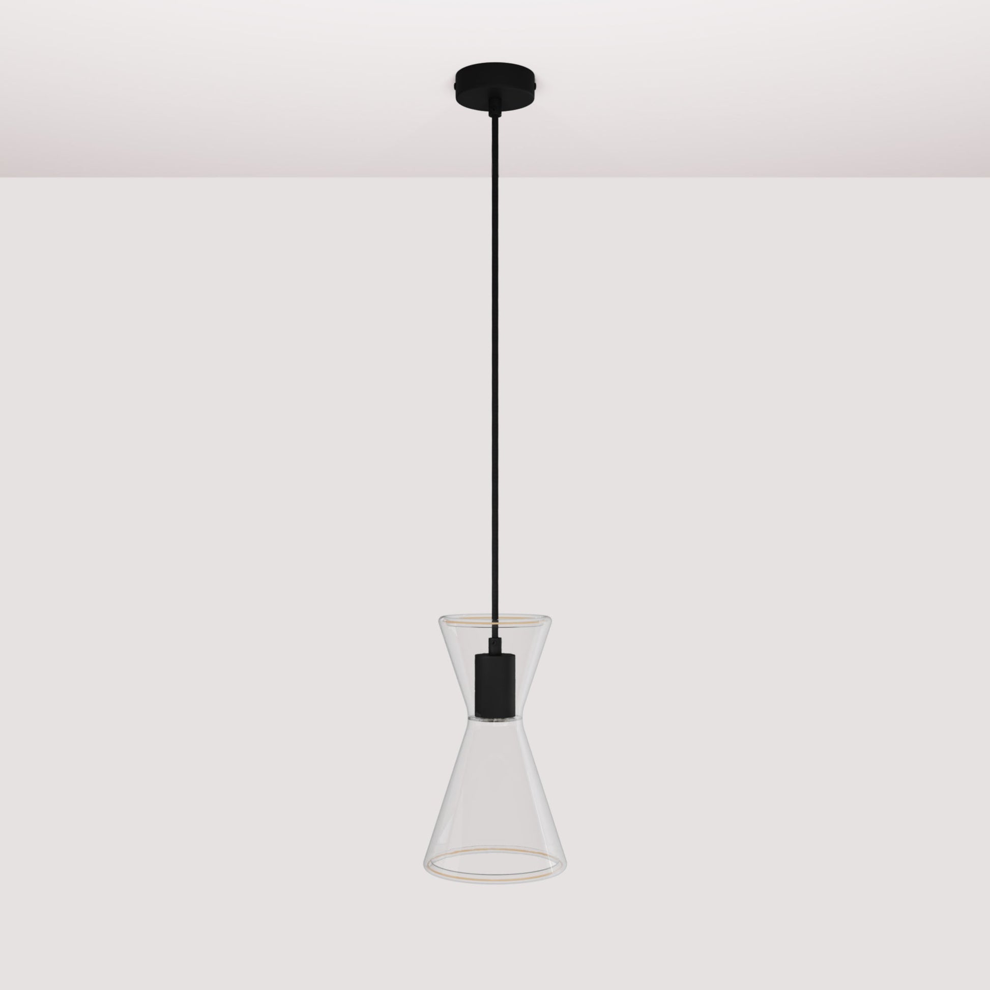 Lampada a sospensione con lampadina Ghost Doppio cono - Nero