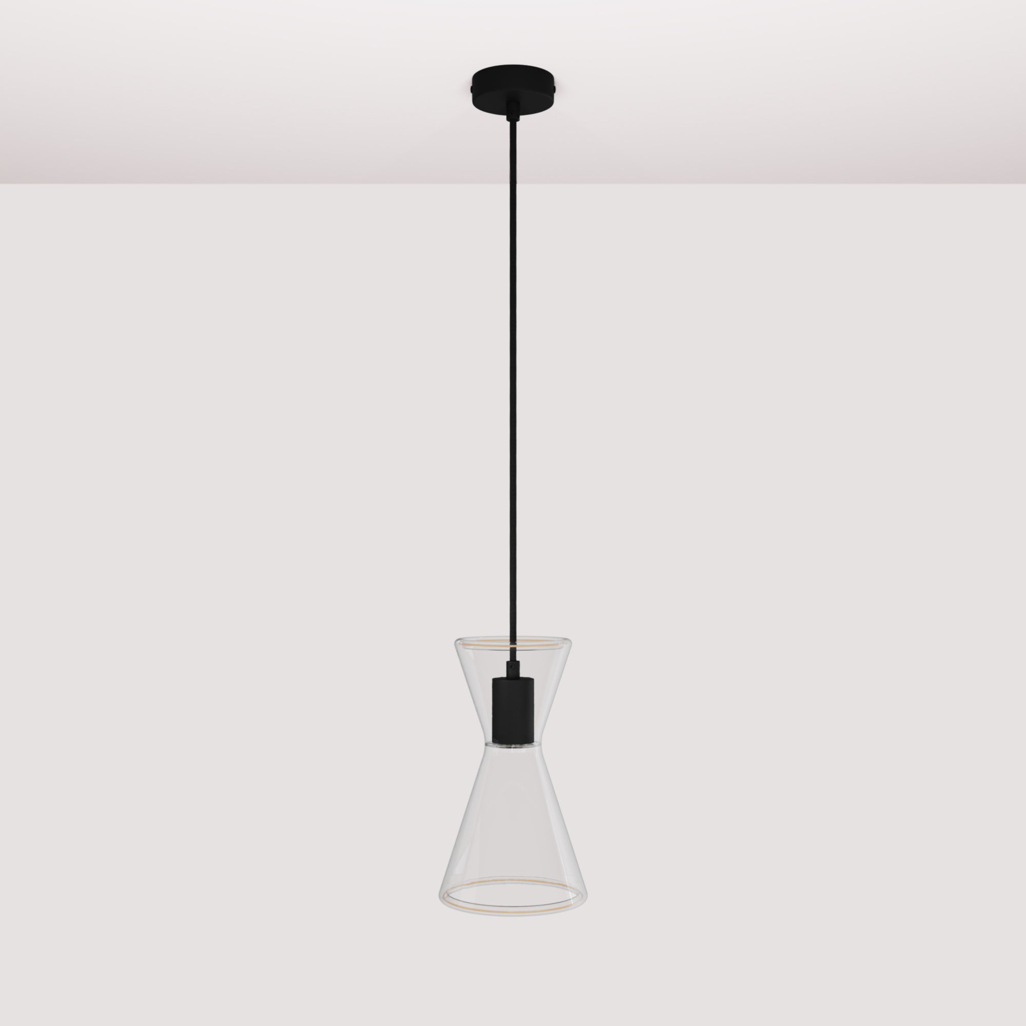 Lampada a sospensione con lampadina Ghost Doppio cono - Nero