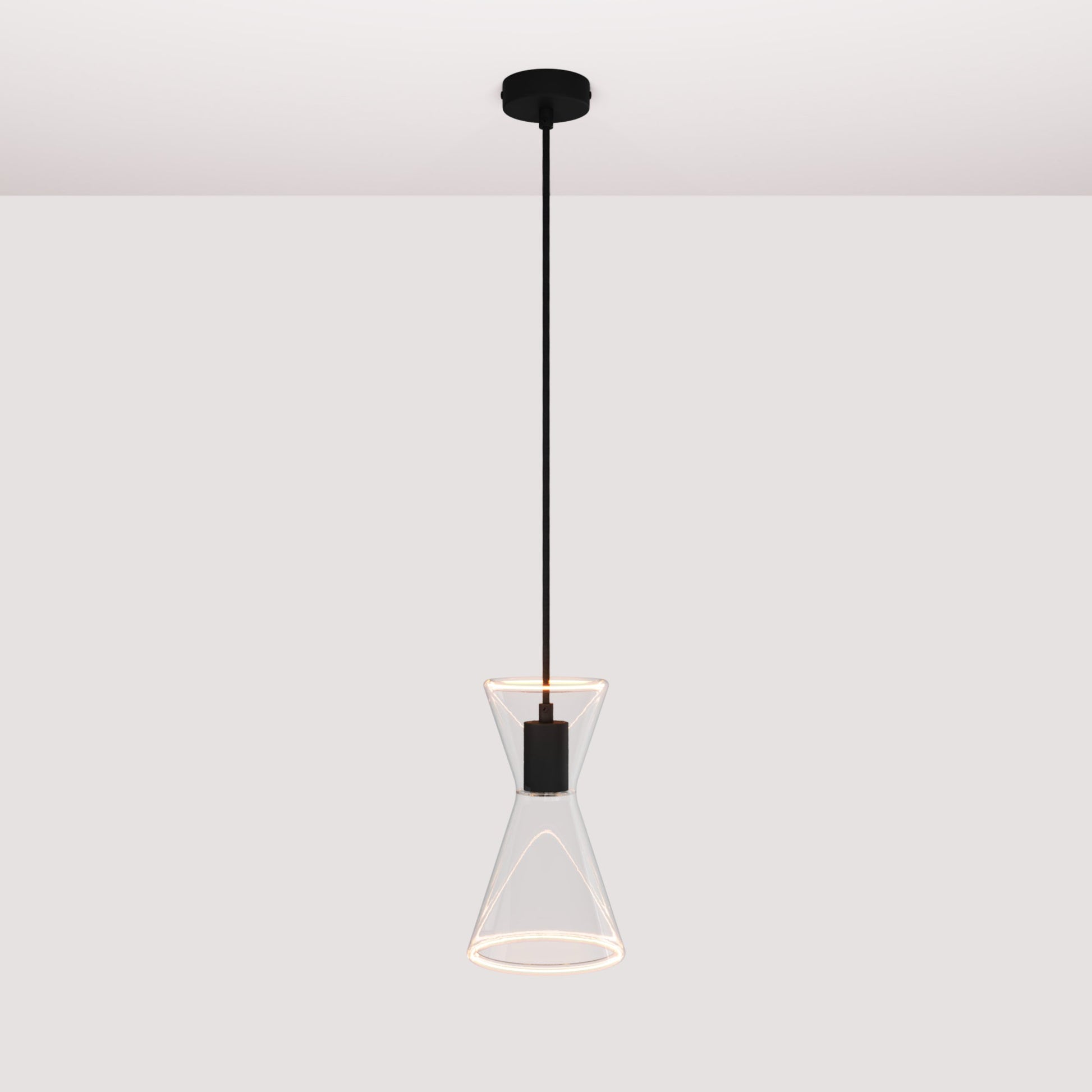 Lampada a sospensione con lampadina Ghost Doppio cono - Nero