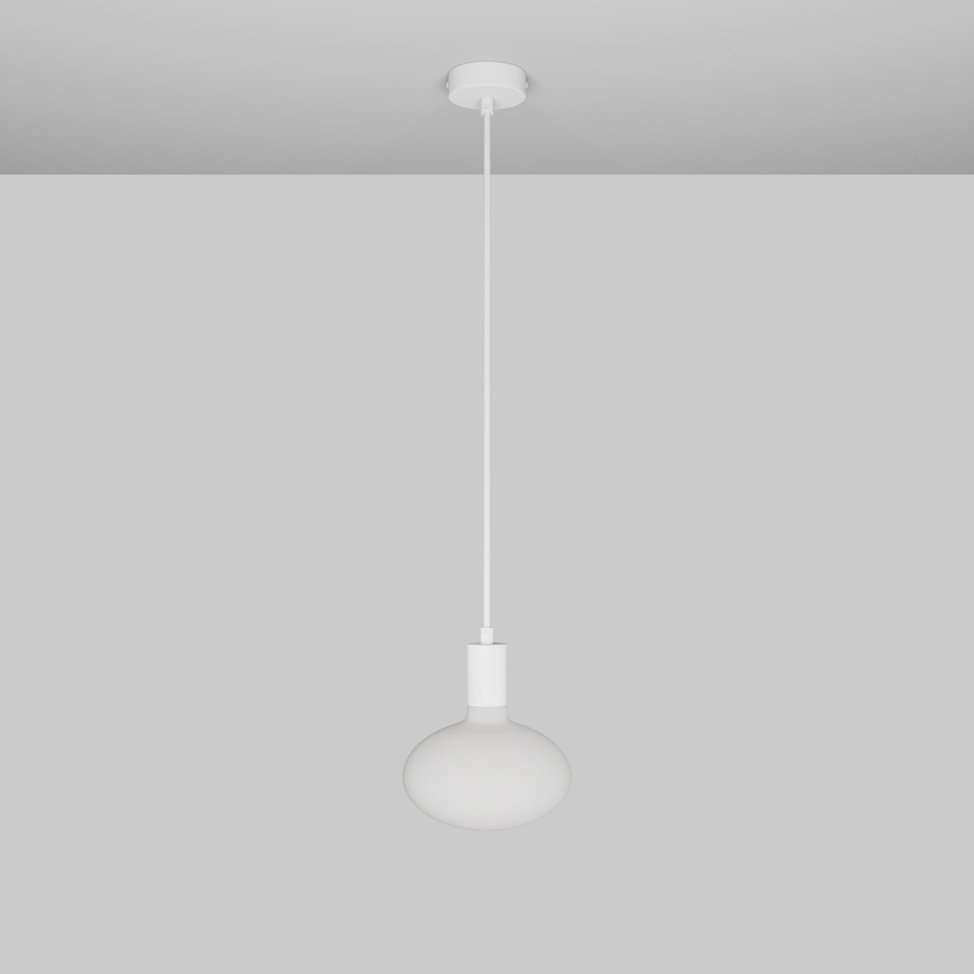 Lampada a sospensione con lampadina LED Ellipse effetto porcellana - Bianco Opaco