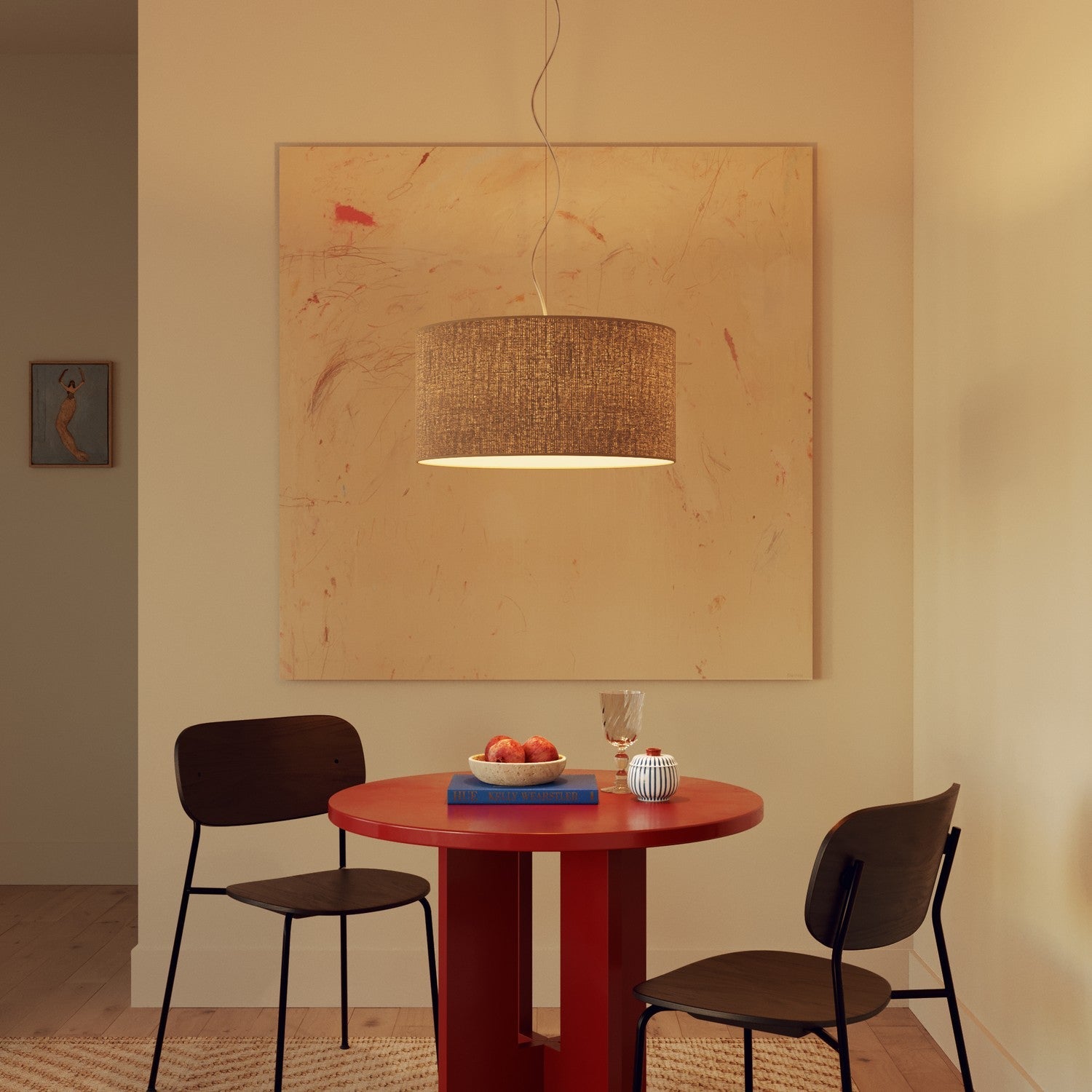 Lampada a sospensione con paralume in tessuto Cilindro Medium - Made in Italy - Juta Naturale Si