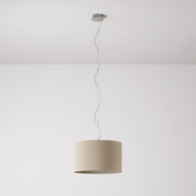 Lampada a sospensione con paralume in tessuto Cilindro Small - Made in Italy - Lana Beige No