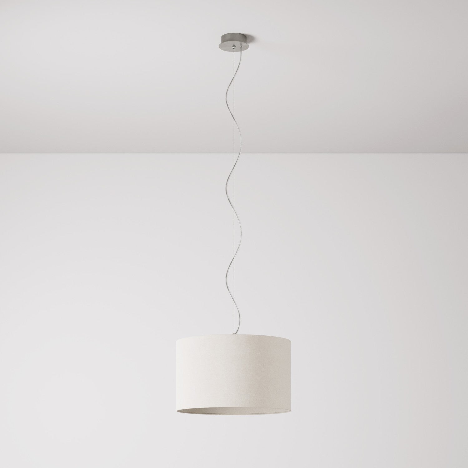 Lampada a sospensione con paralume in tessuto Cilindro Small - Made in Italy - Lana Sabbia No