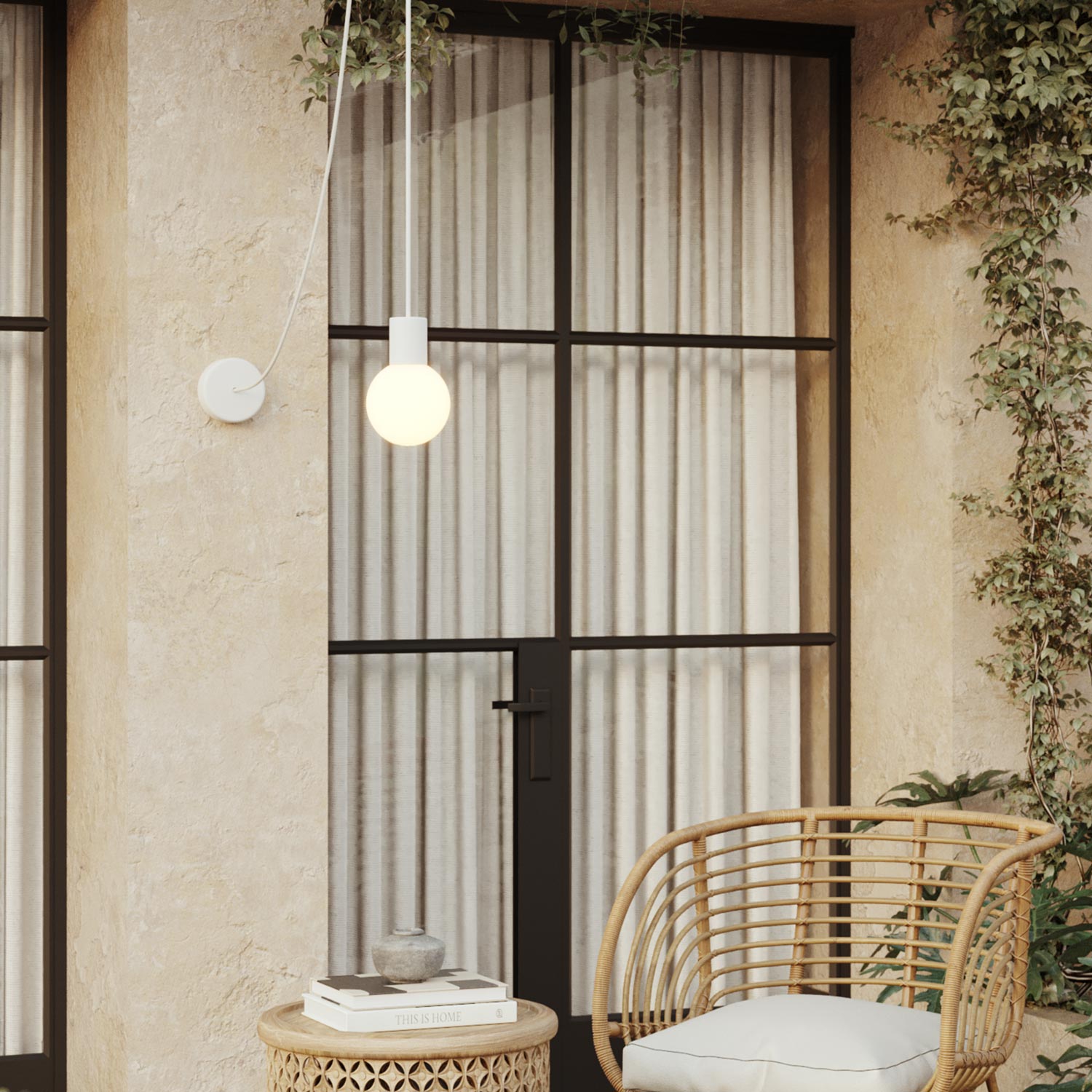 Lampada a sospensione da esterno Modulair IP65 con paralume infrangibile Unbreak-a-Ball - Bianco