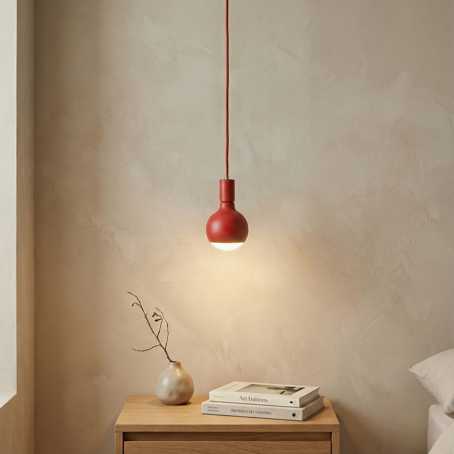 Lampada a sospensione Filotto Metallico con lampadina Lucia - Rosso