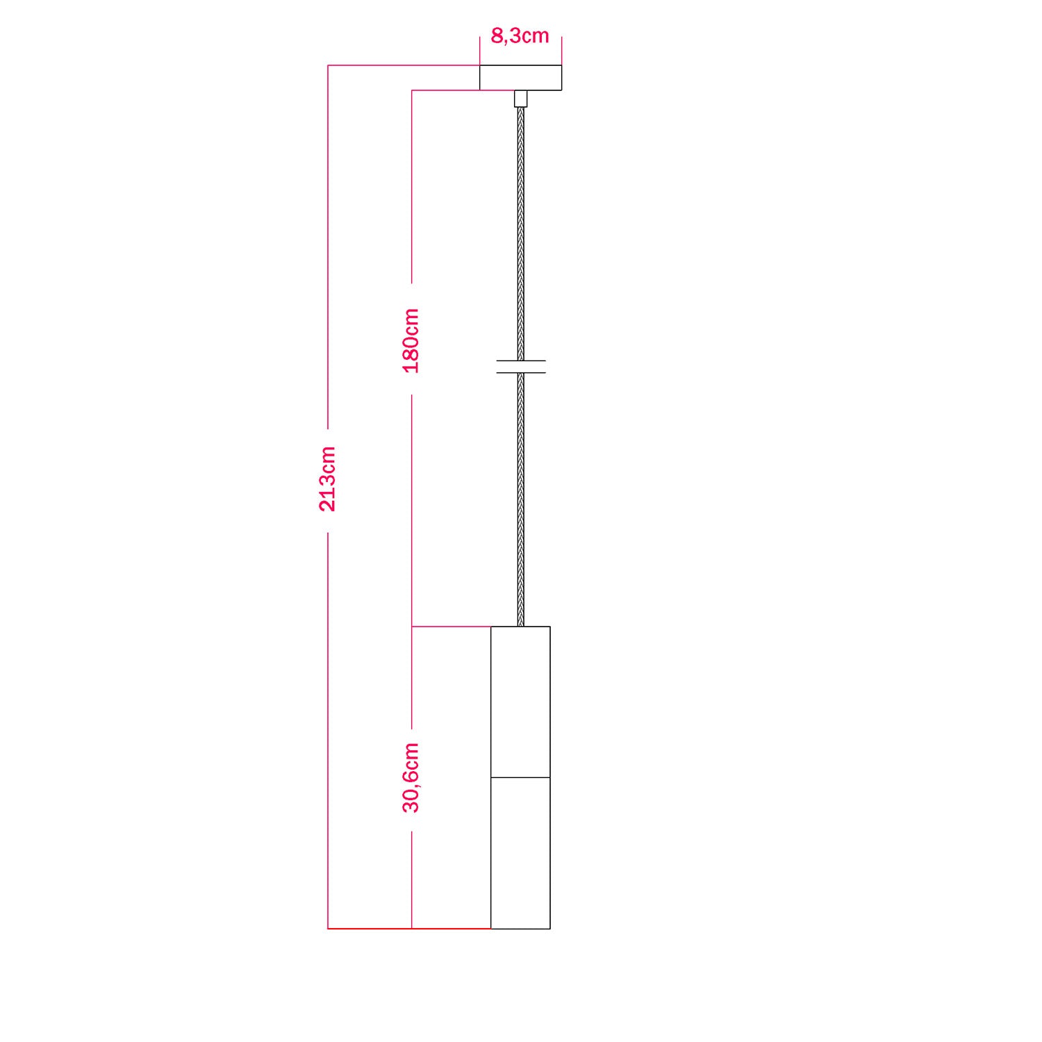 Lampada a sospensione Made in Italy completa di cavo tessile e doppio paralume Tub-E14 in legno e metallo - Titanio satinato