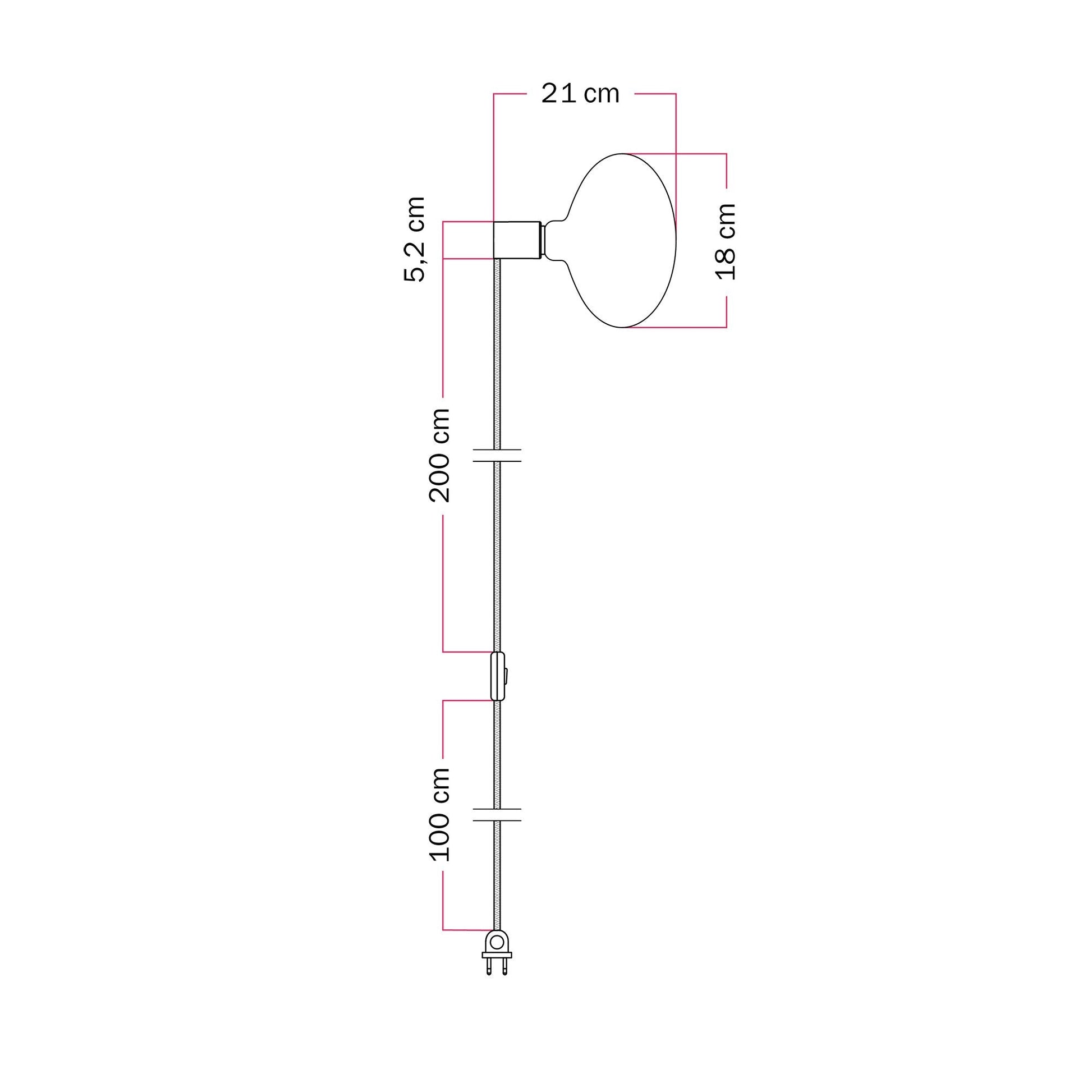 Lampada con spina con finitura metallica e lampadina LED Ellipse effetto porcellana- Rame satinato