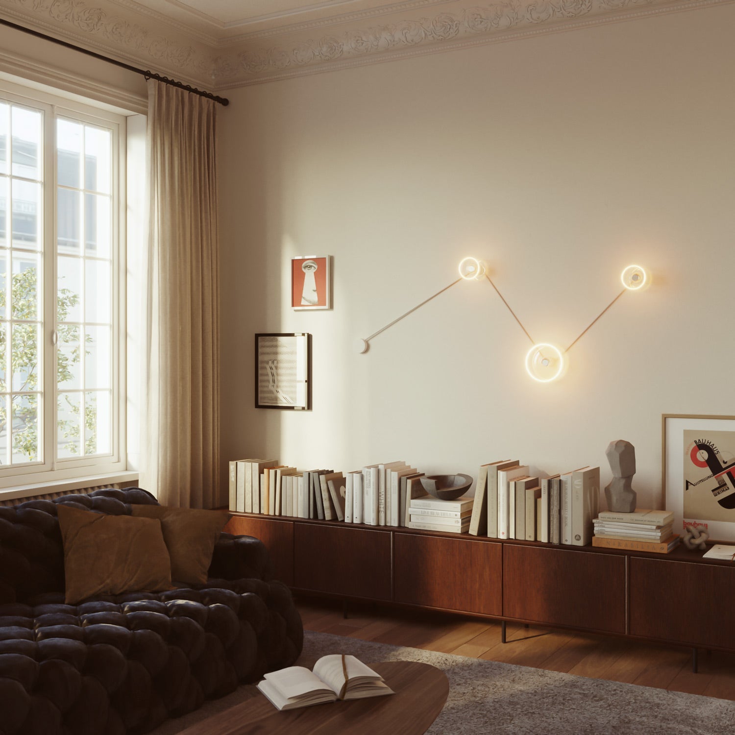 Lampada da parete Spostaluce con 3 lampadine Ghost e cavo bianco
