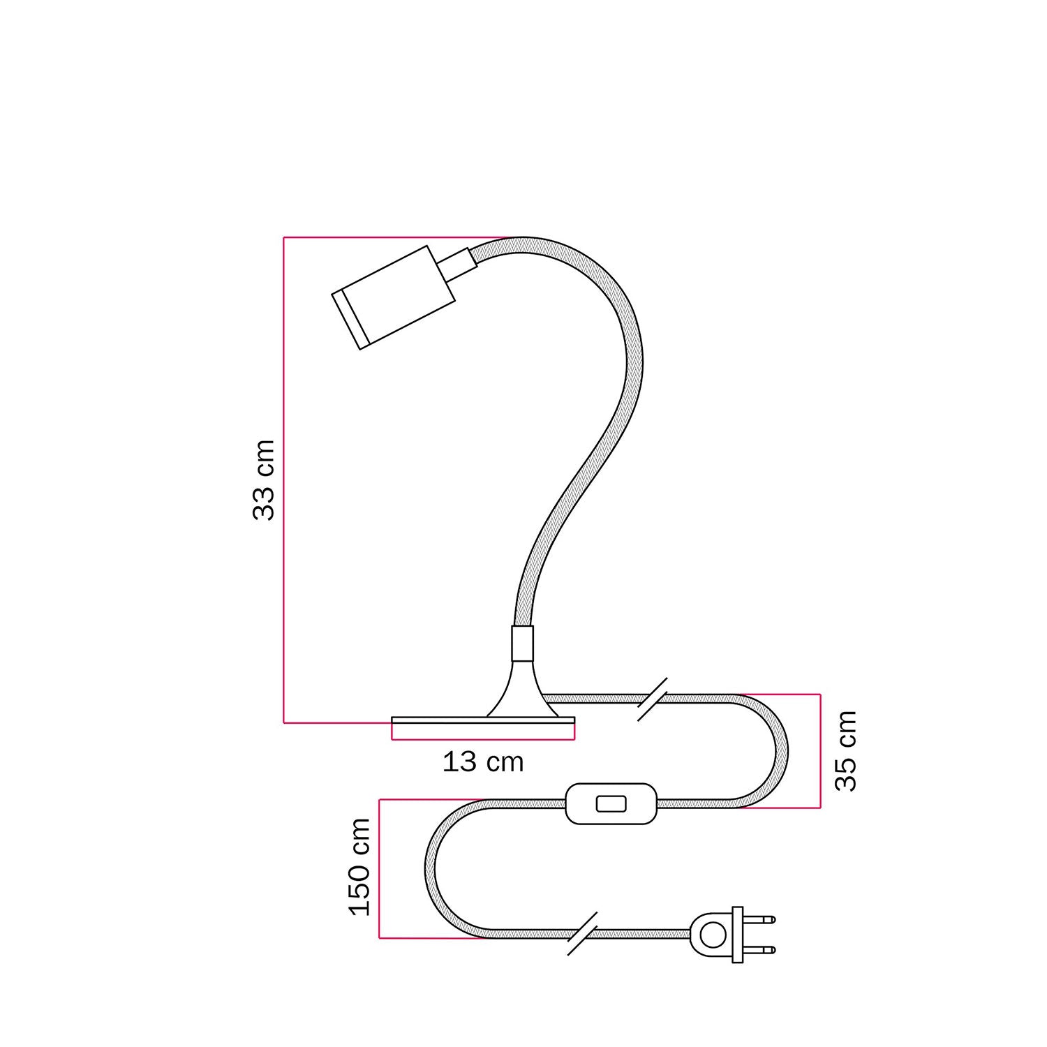 Lampada da scrivania MAG - Y con Flex, base metallica ovale e luce spot - Nero - Creative Cables