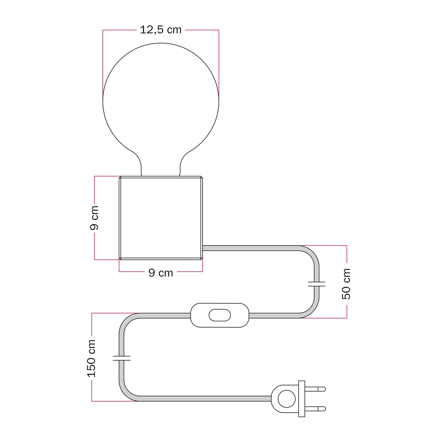 Lampada da tavolo Cubetto "Fai ammodino" con lampadina globo effetto porcellana - Tuttapolpa