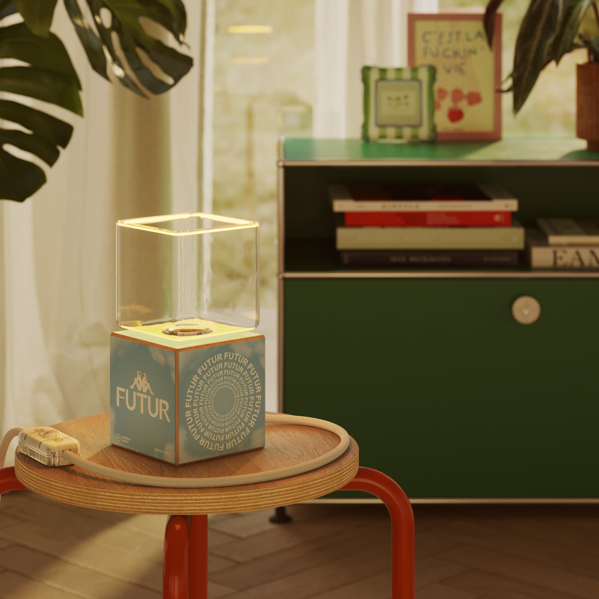 Lampada da tavolo Cubetto "Futur" con lampadina Ghost - Futur Festival