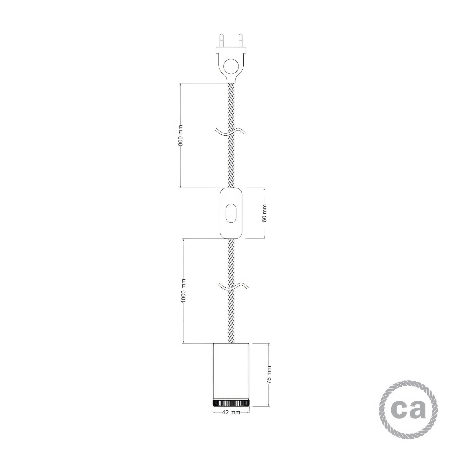 Lampada faretto Mini Spotlight GU1d0 con cablaggio SnakeBis - Nero