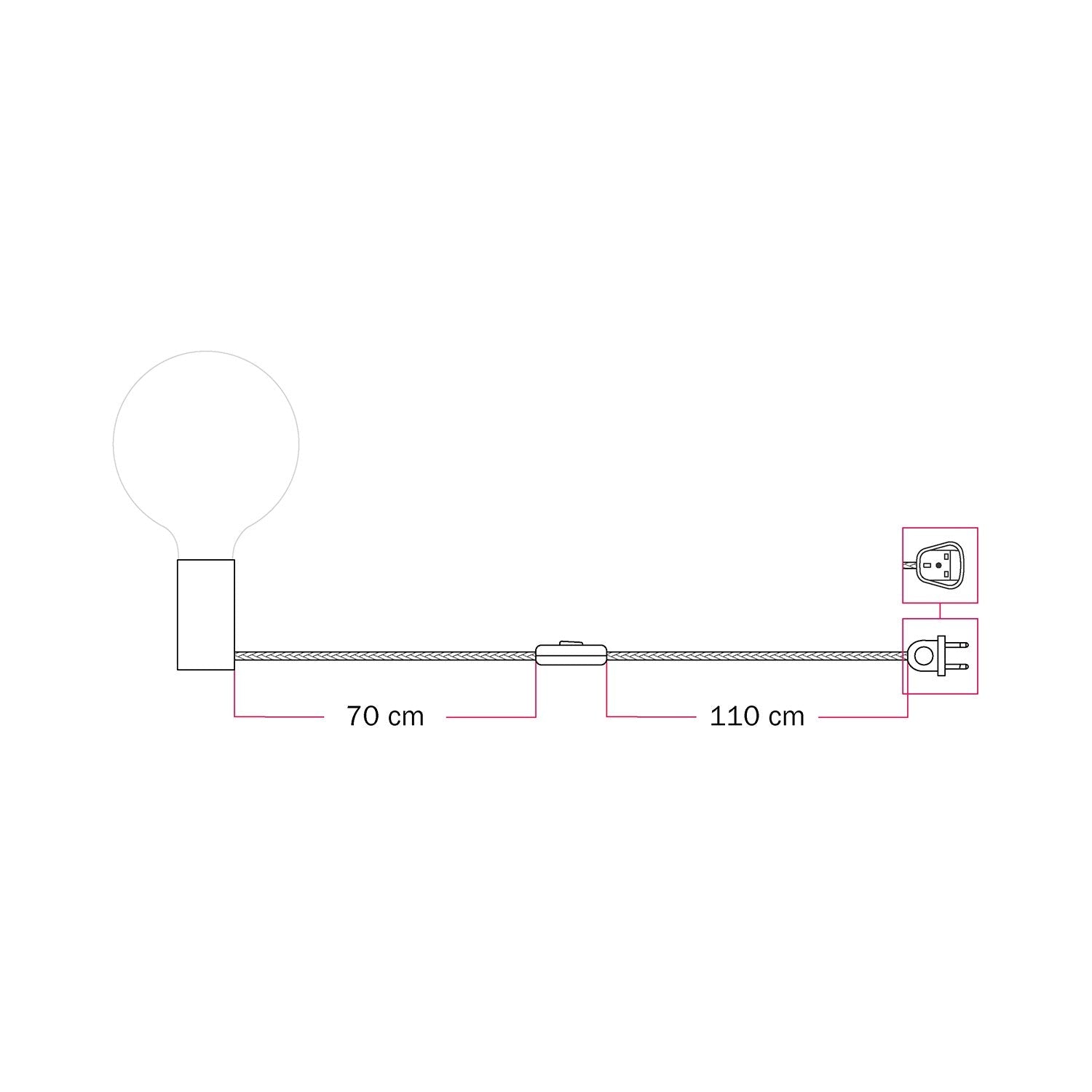 Lampada magnetica plug-in con attacco E27 e spina UK - Panna