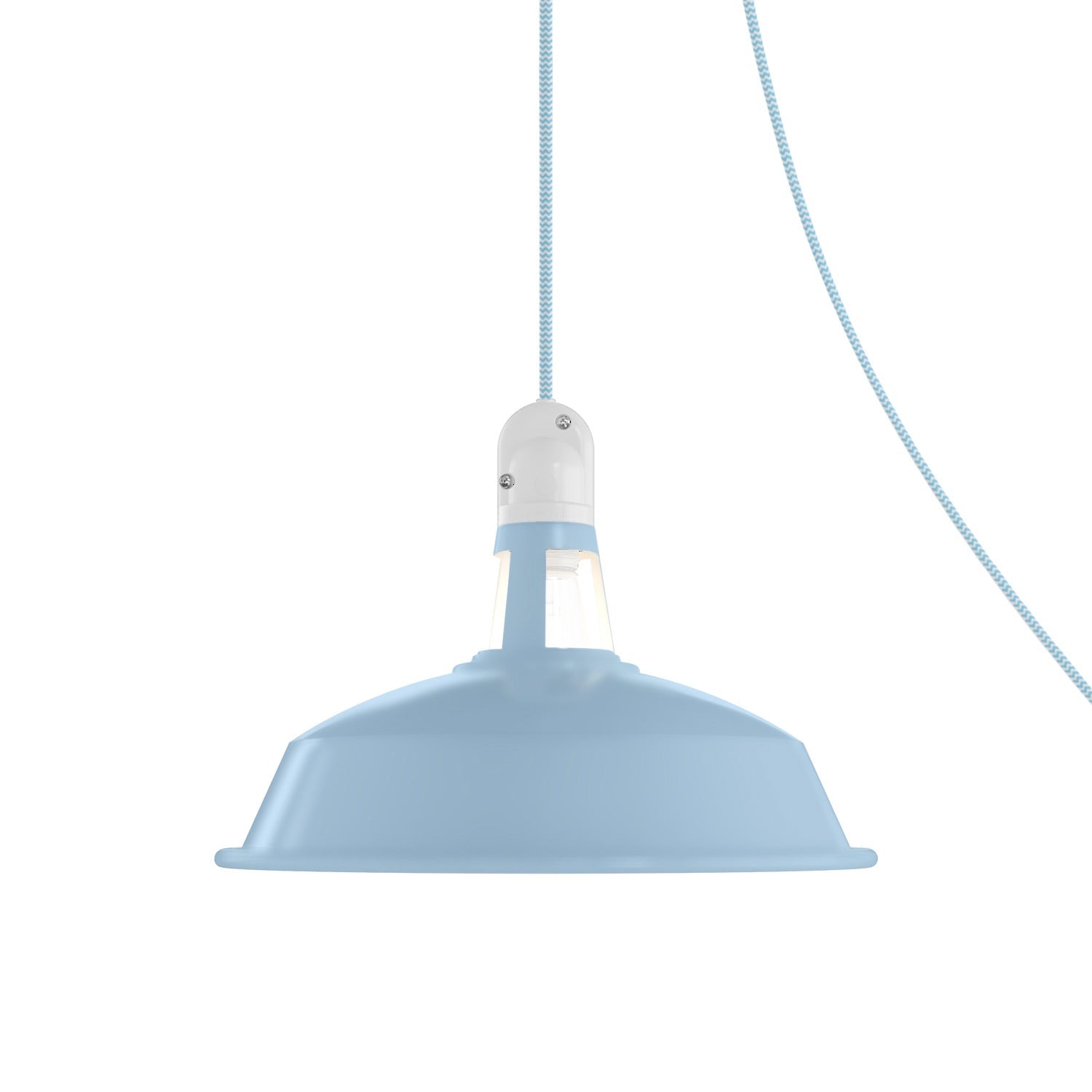 Lampada portatile da esterno Snake con paralume Harbour, 5 m cavo tessile, portalampada IP65 waterproof - Blu carta da zucchero