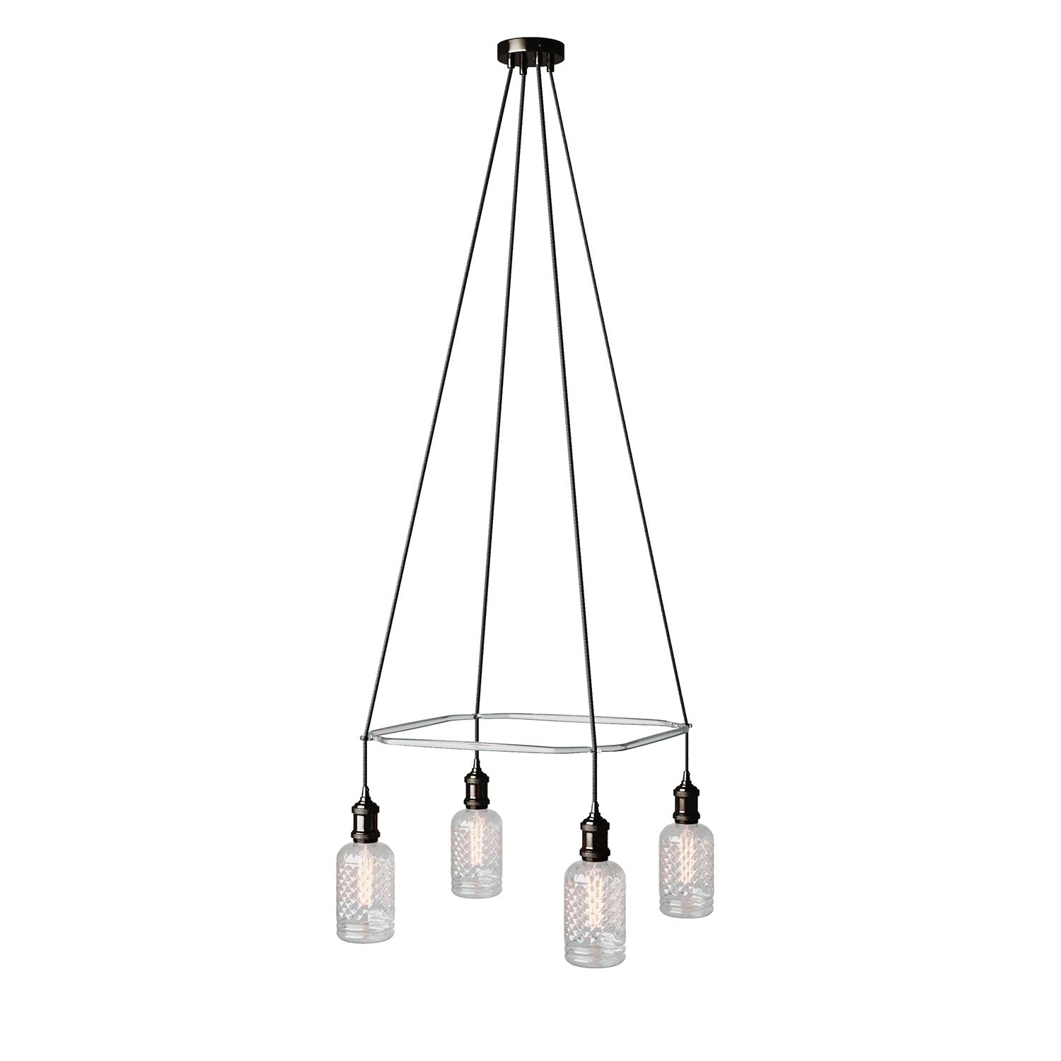 Lampadario Cage a 4 cadute Crystal - Nero perla