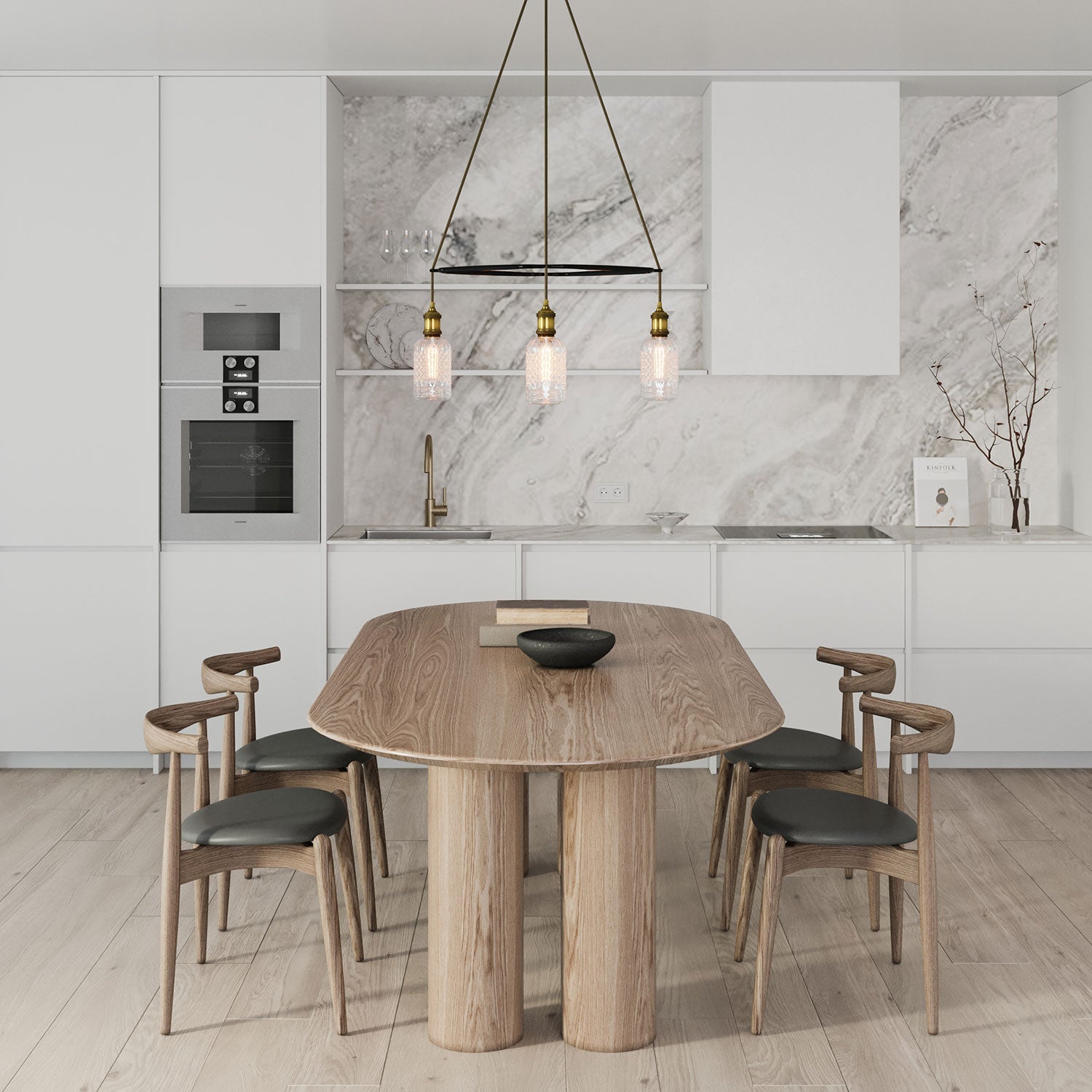 Lampadario Cage a 4 cadute Crystal - Ottone