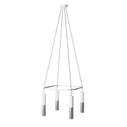 Lampadario Cage a 4 cadute Tub-E14 Doppio - Bianco opaco