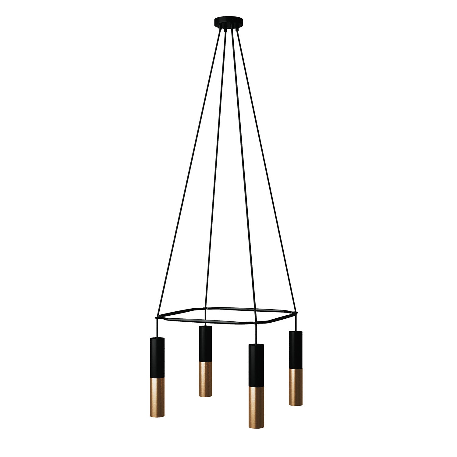 Lampadario Cage a 4 cadute Tub-E14 Doppio - Nero