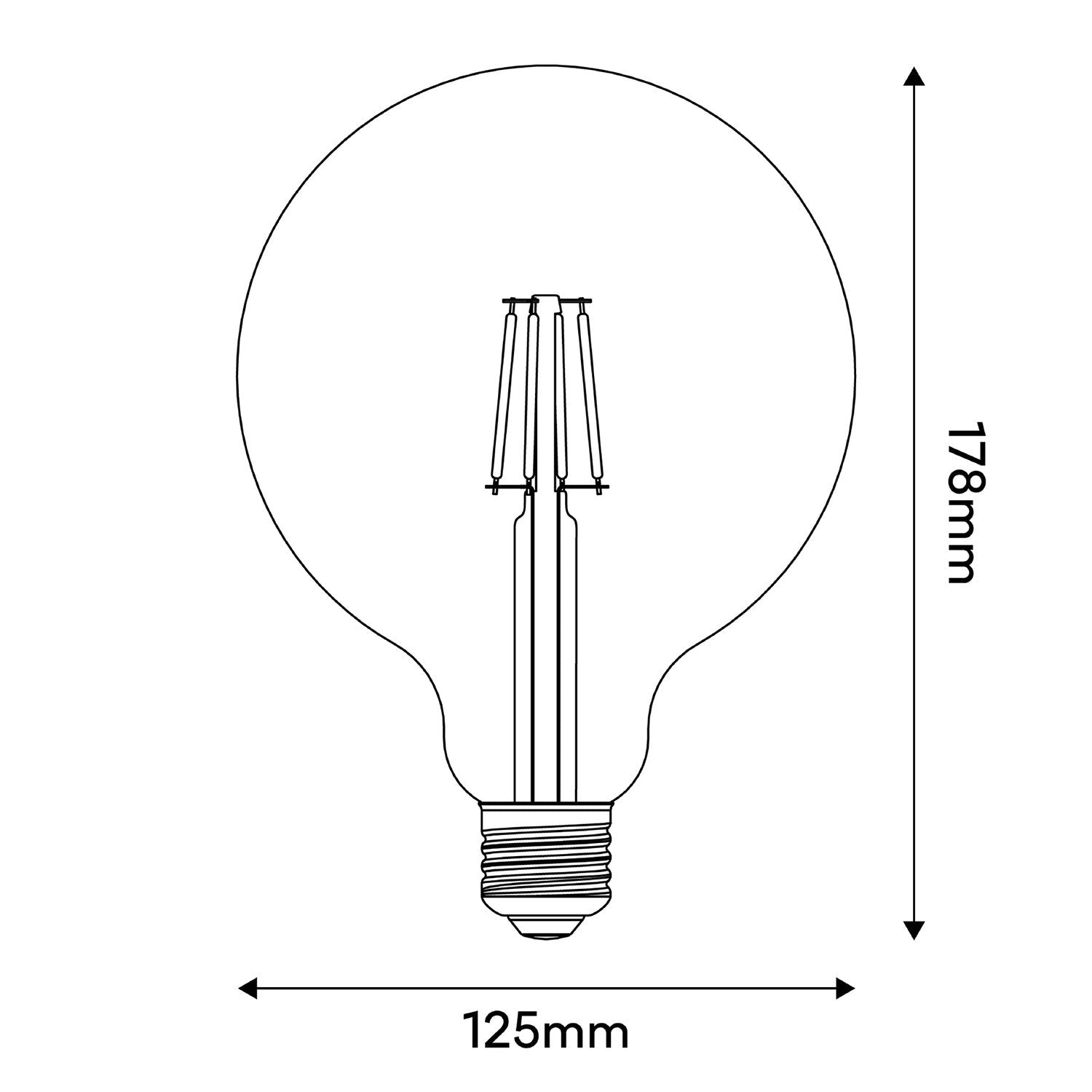 Lampadina LED Tattoo "In&Out" G125 4,5W 470Lm E27 2700K Dimmerabile