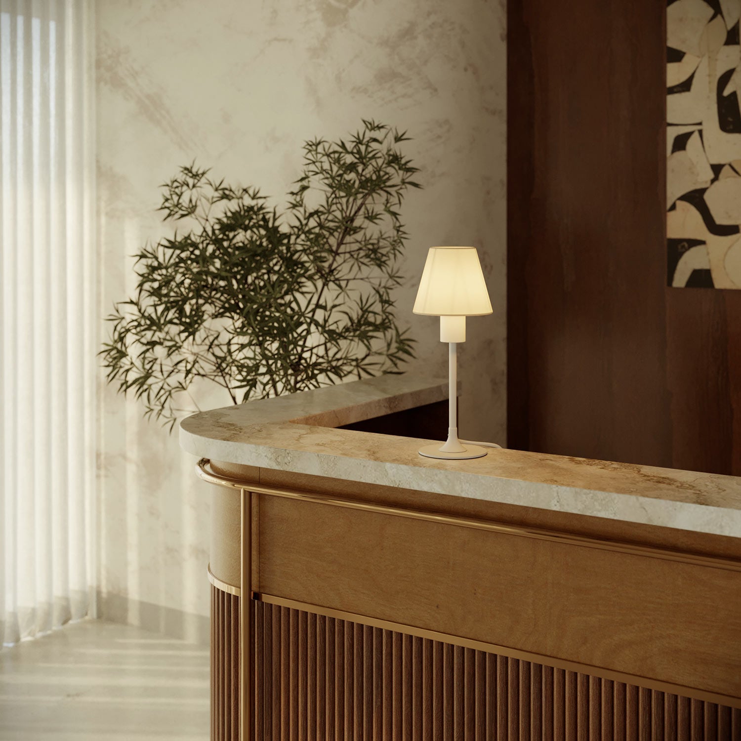 MAG-Y table lamp with canvas shade - Matt white