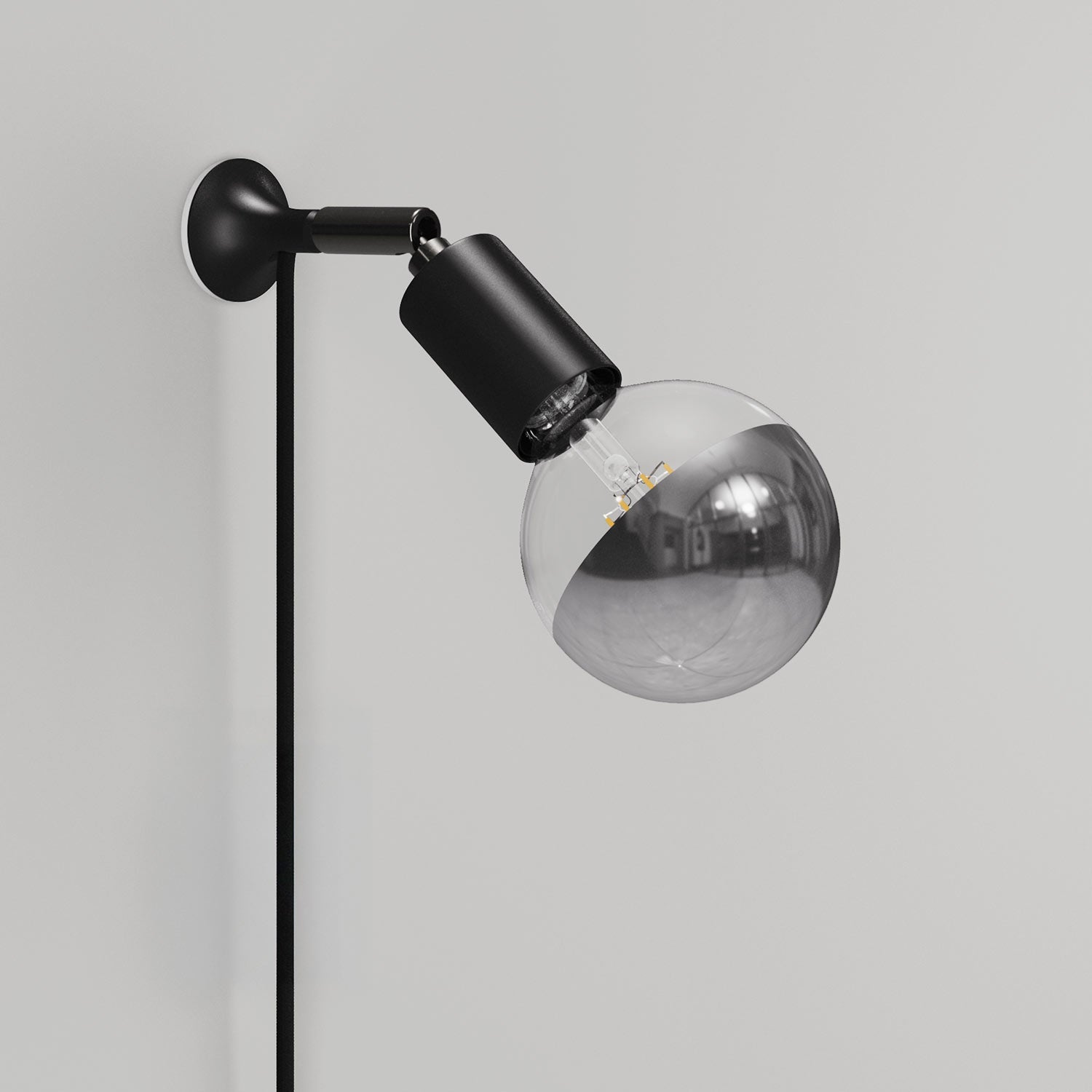 MAG-Y wall lamp with joint and metal dome bulb - Black