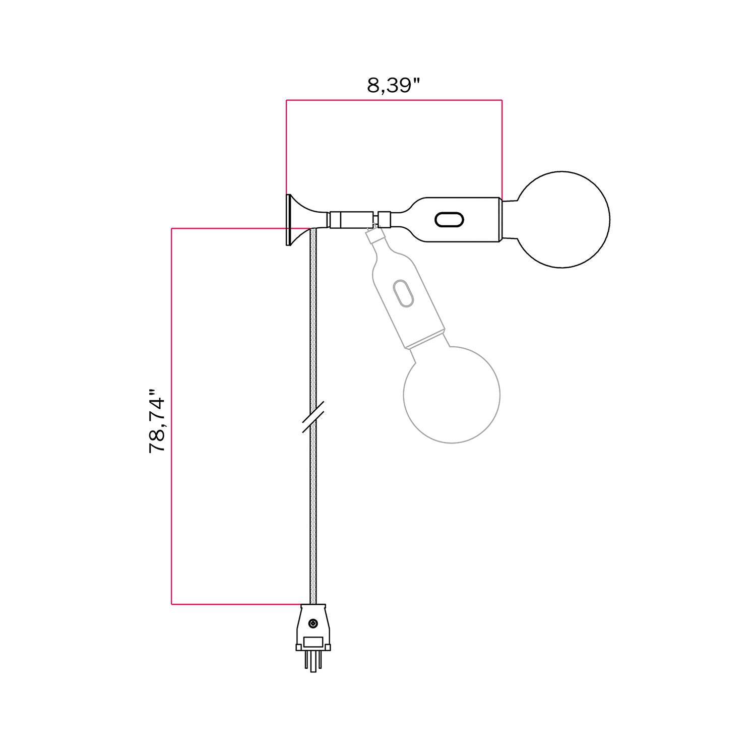 MAG-Y wall lamp with silicone socket and integrated switch - White