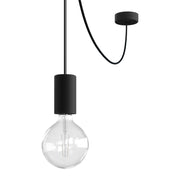 Modulair ELEGANT Lampada da esterno con 5 m cavo tessile, decentatore, rosone e portalampada IP65 waterproof - Nero
