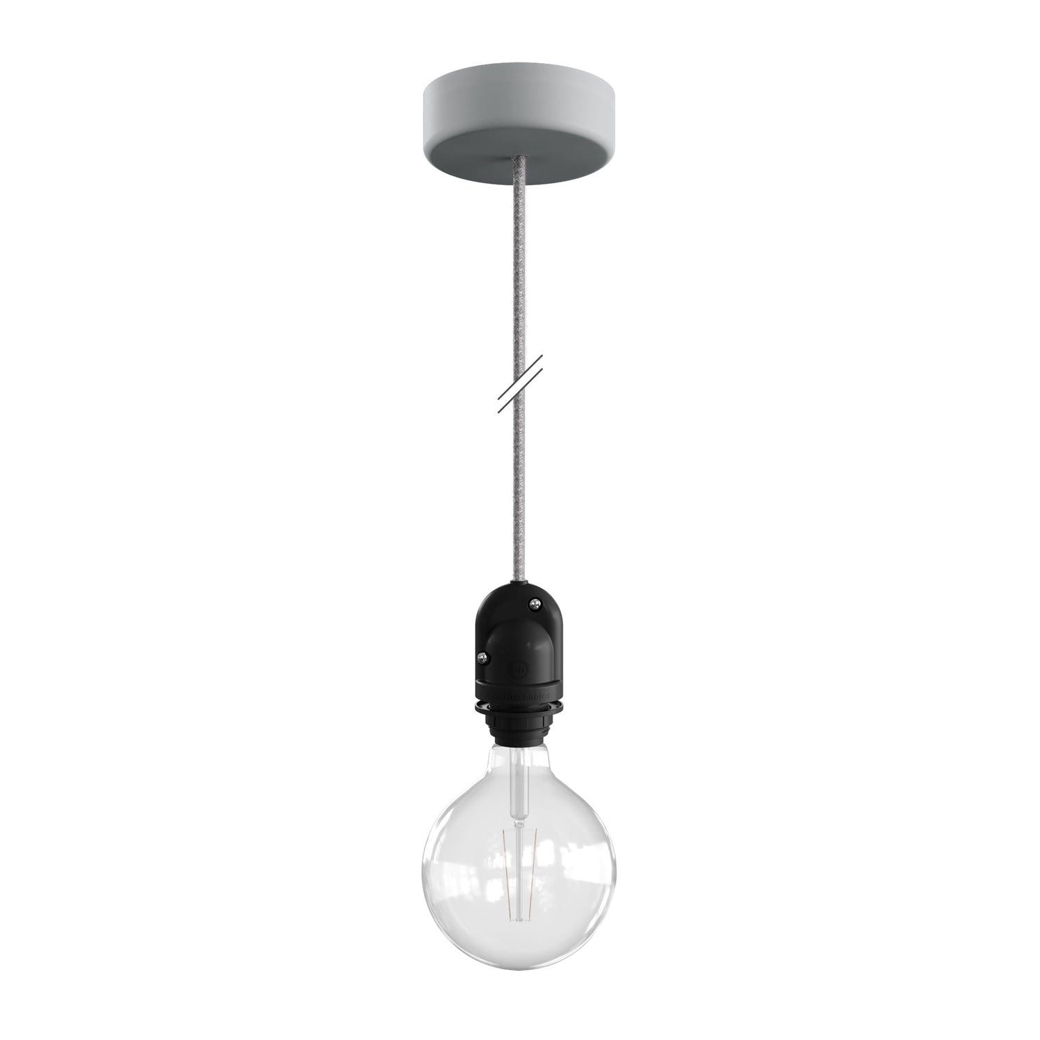 Modulair Lampada per paralume da esterni con 1,5 m cavo tessile, rosone e portalampada IP65 waterproof - Grigio ghiaccio