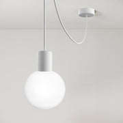 Modulair Outdoor Pendant Lamp, suitable for wet locations, with Unbreak-a-Ball unbreakable shade - White
