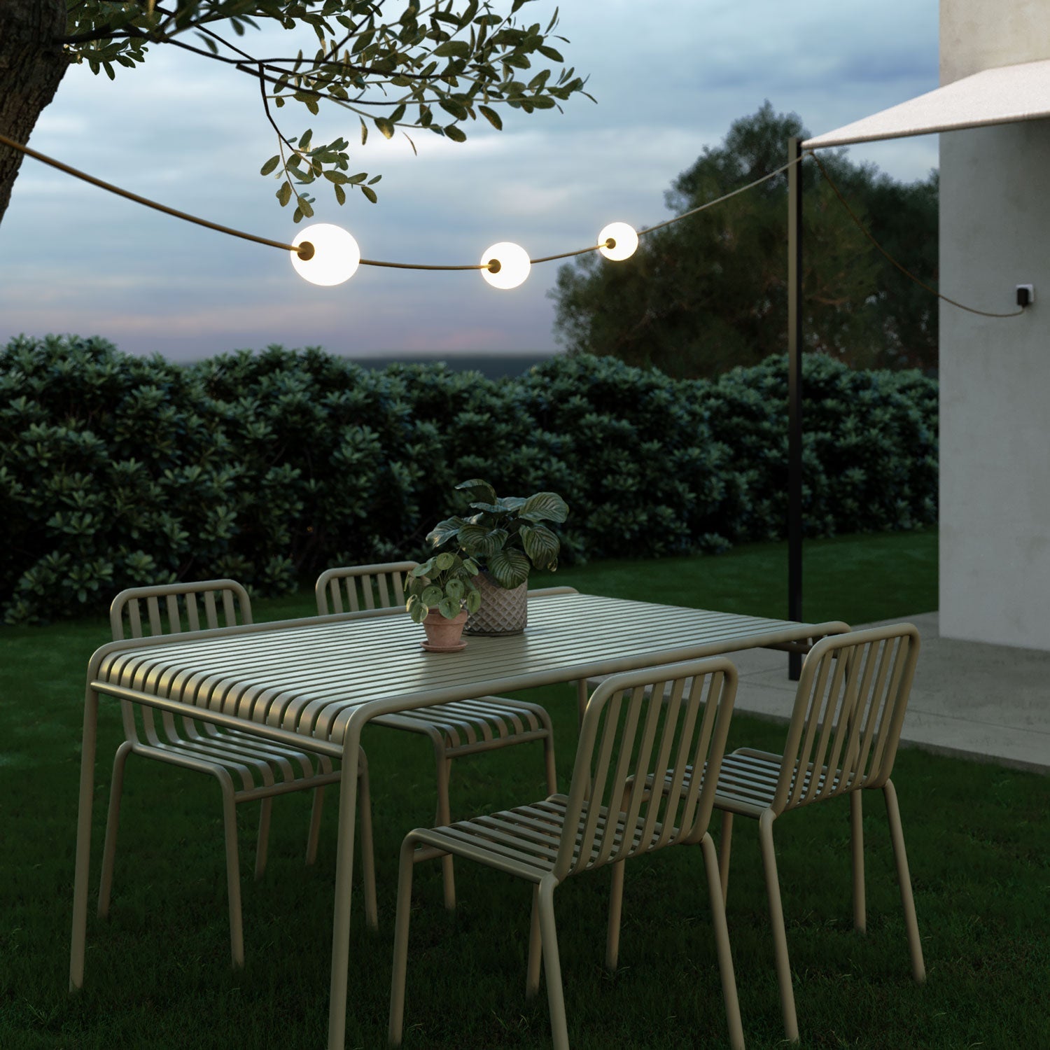 Outdoor 3 - Light String Light for wet locations Olive Green, Power supply with US plug - Marina3 - Creative Cables
