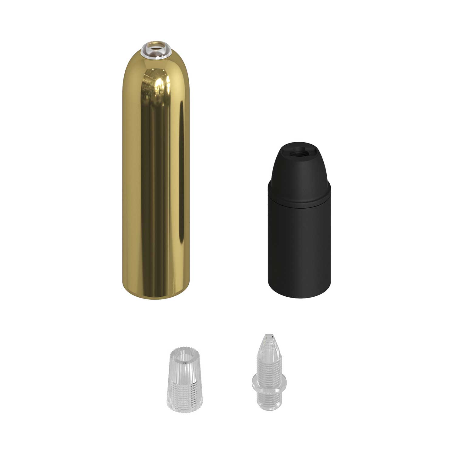 P-Light, UL E12 metal socket kit with hidden cable clamp - Brass