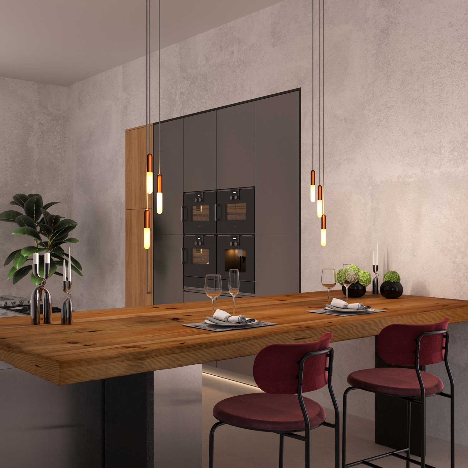 P-Light, UL E12 metal socket kit with hidden cable clamp - Brushed copper