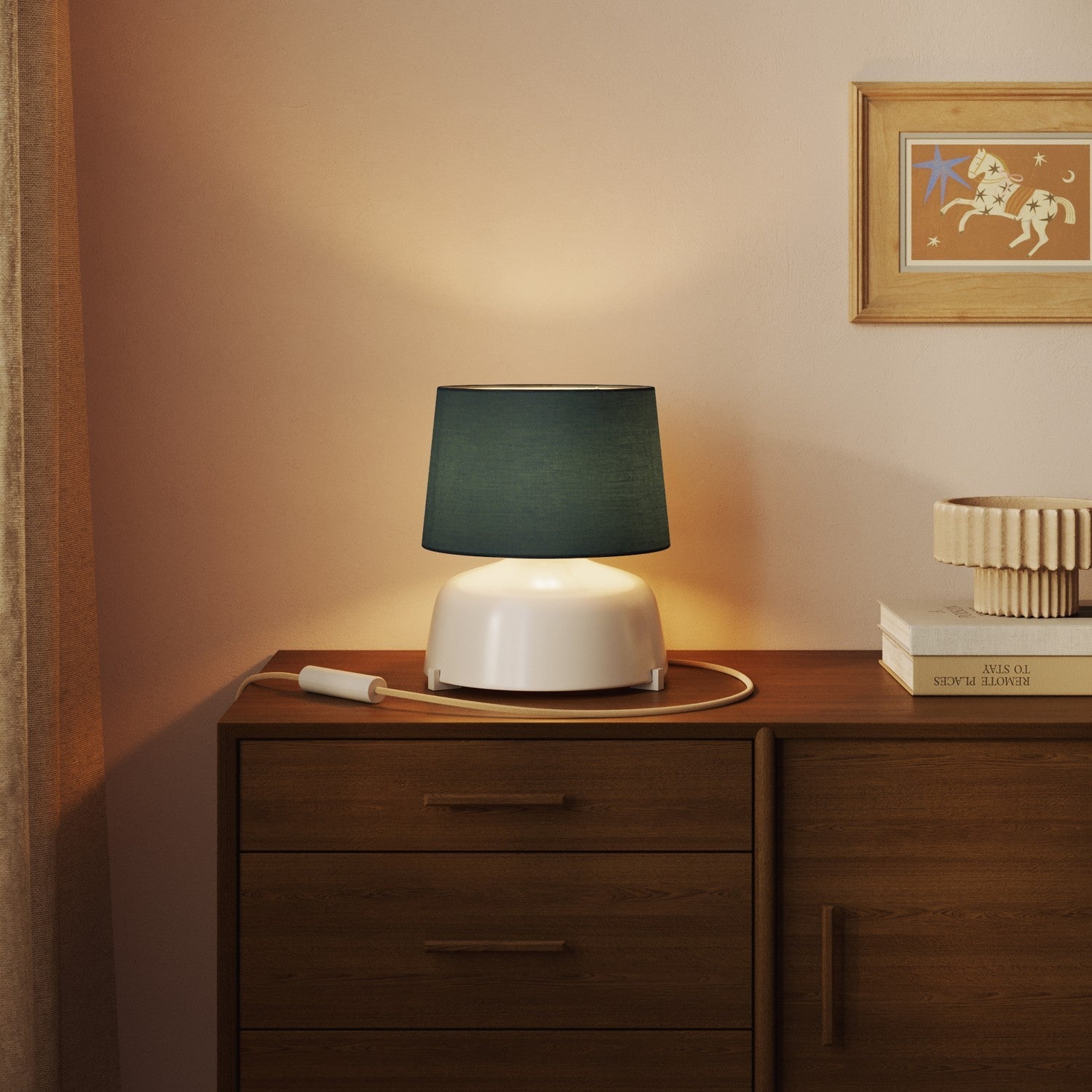 Paralume Athena con attacco E27 per lampada da tavolo - Made in Italy - Teletta azzurro severo