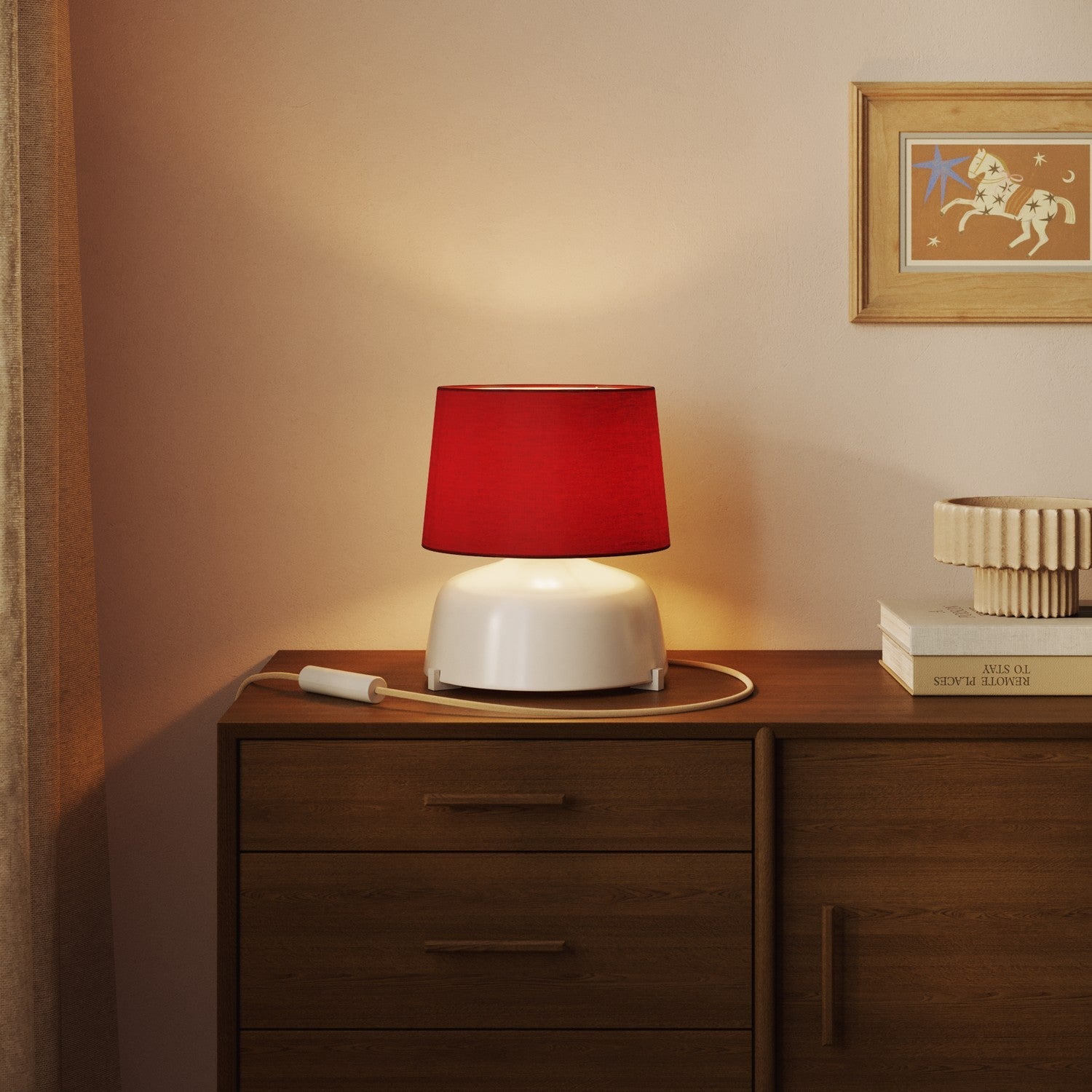 Paralume Athena con attacco E27 per lampada da tavolo o da terra - Made in Italy - Teletta Rosso