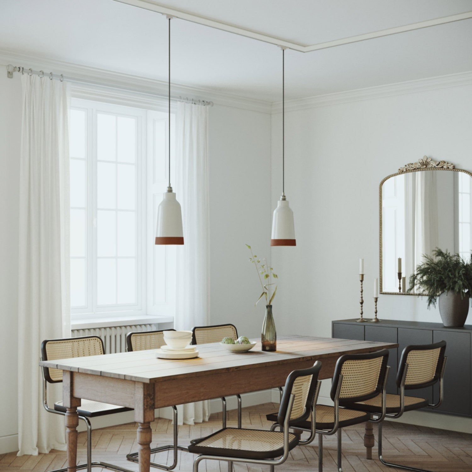 Paralume Bottiglia bicolore in ceramica Bianco e Terracotta, collezione Materia - Made in Italy