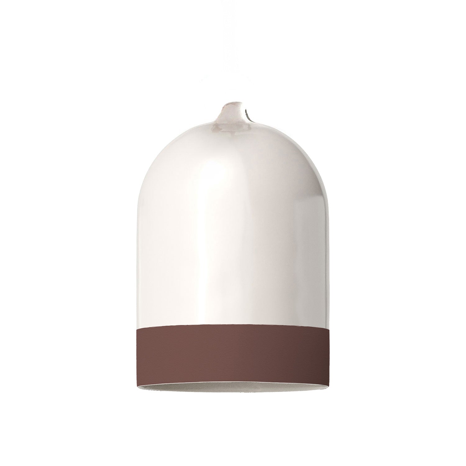 Paralume Campana Mini XS bicolore in ceramica Bianco e Marrone, collezione Materia - Made in Italy