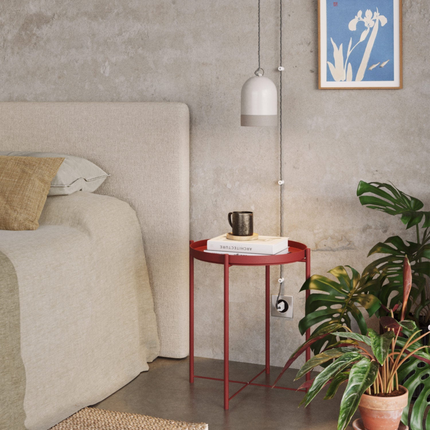 Paralume Campana Mini XS bicolore in ceramica Bianco e Tortora, collezione Materia - Made in Italy