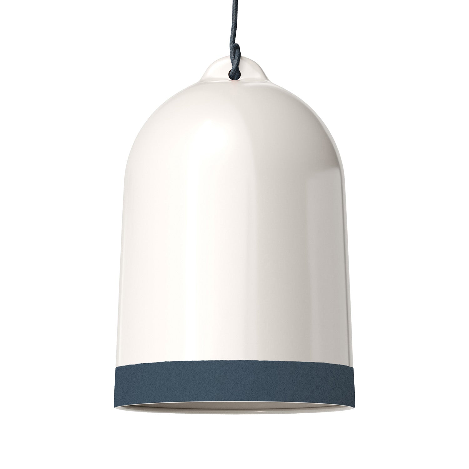 Paralume Campana XL bicolore in ceramica Bianco e Petrolio, collezione Materia - Made in Italy
