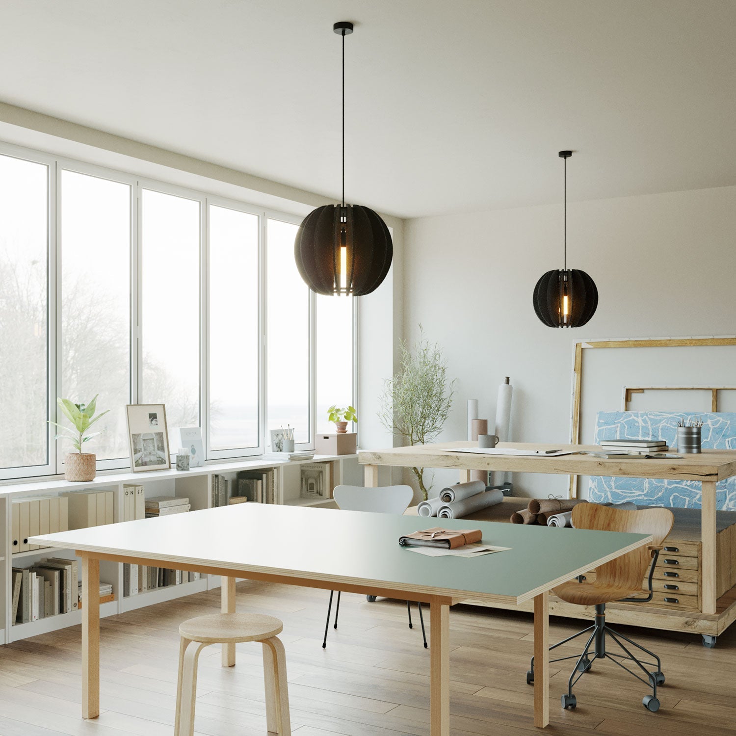 Paralume ellittico LAMPSHHADE in materiale fonoassorbente - Nero melange