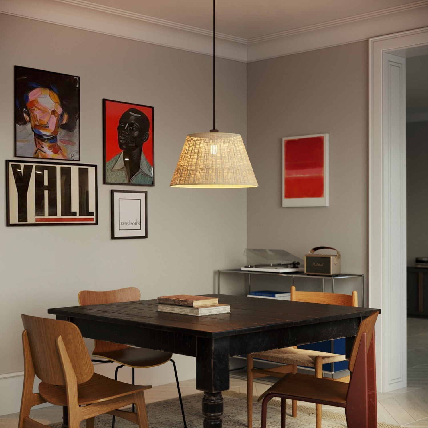 Paralume Impero L per sospensione con attacco E27 - Made in Italy - Raphia